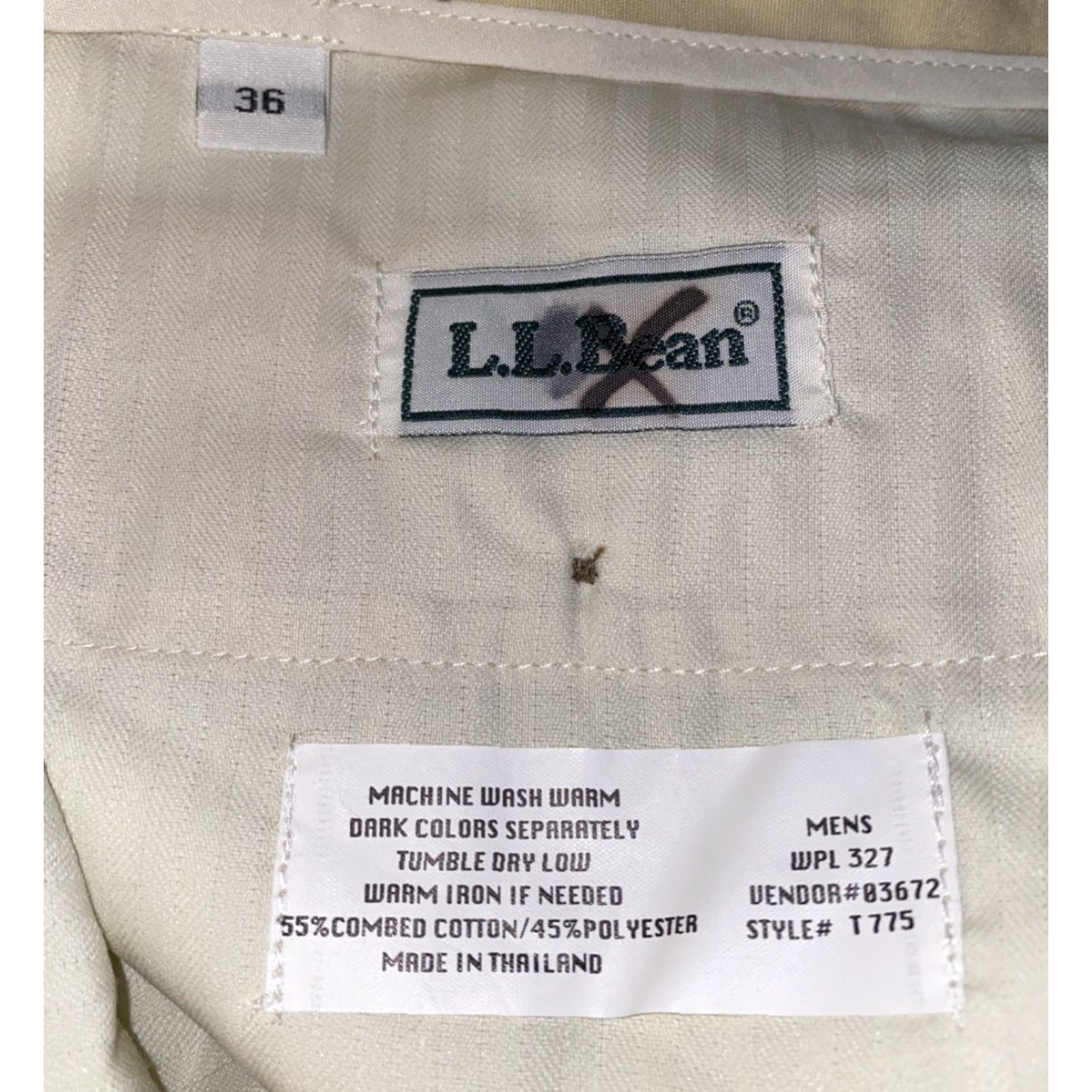 Vintage L.L. Bean Mens Yellow Cotton/Polyester Zip Fly Pants Size 36 Unhemmed NEW Regular Men Casual Pants Size US 36 / EU 52 - 5 Thumbnail