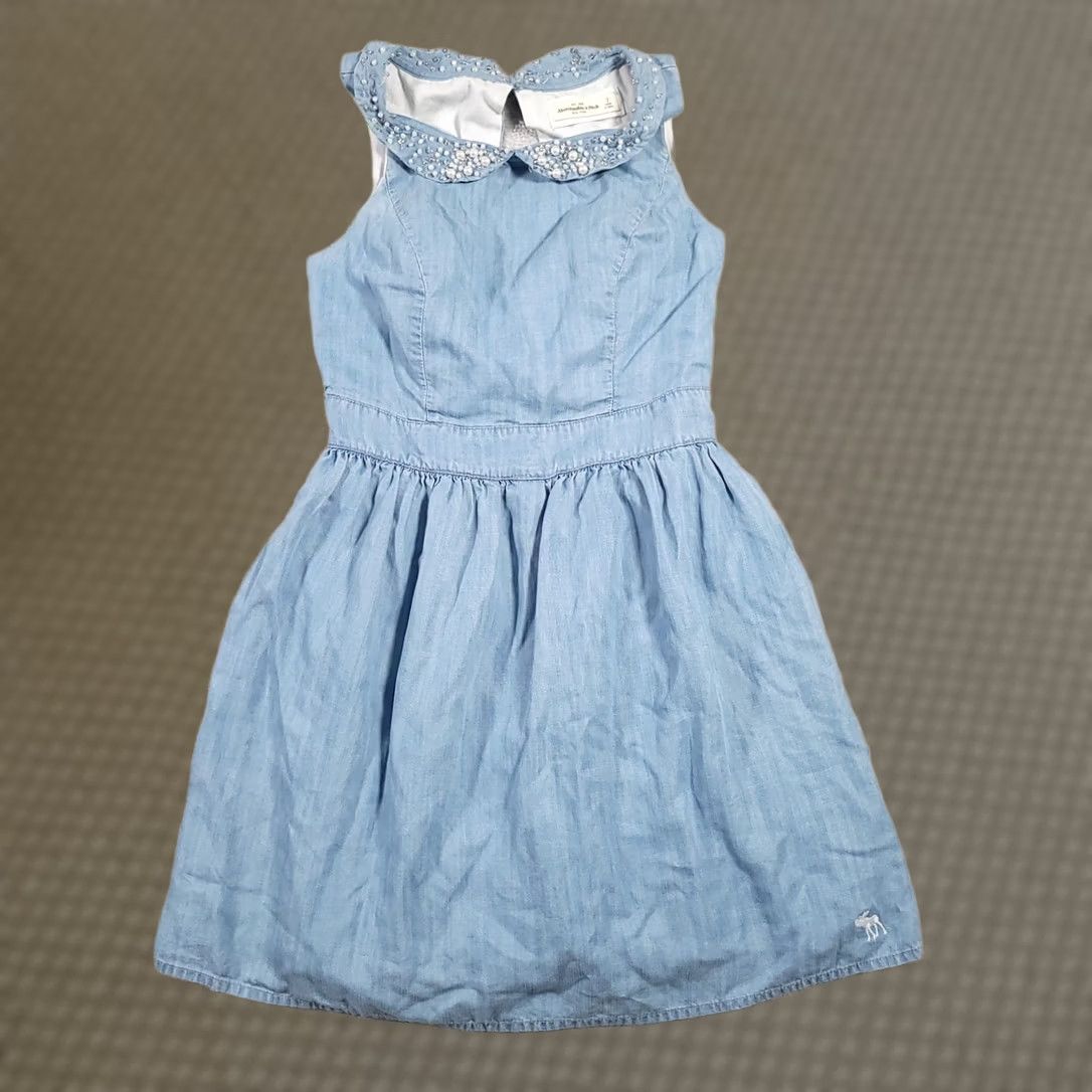 Abercrombie & Fitch VINTAGE Abercrombie & Fitch Mini Dress Women Beaded Cutout Back Blue Collar Y2K Dress A-Line Short Sleeveless Zip Size S / US 4 / IT 40 - 1 Thumbnail