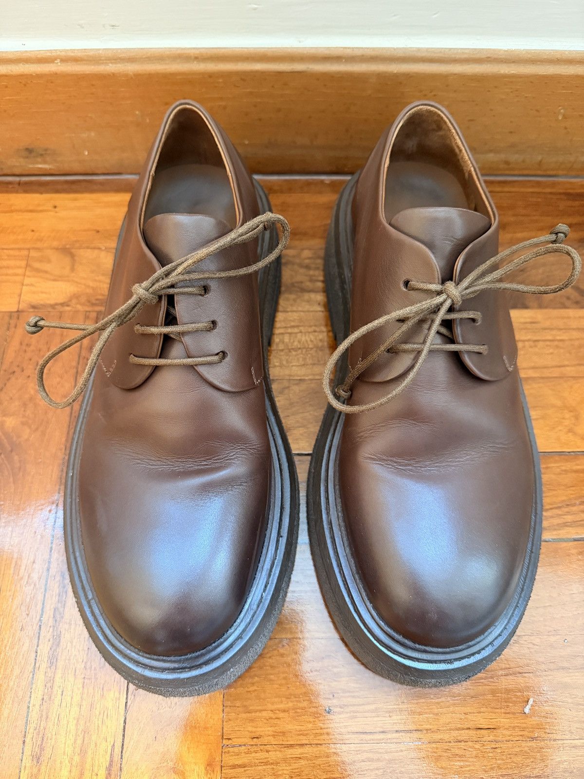 Marsèll Zuccolona Derby Dark Brown Leather Crepe Sole – 39