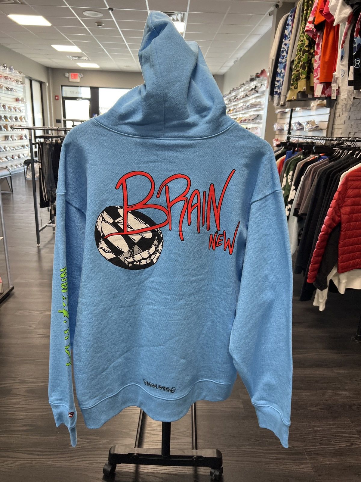 image of Chrome Hearts Matty Boy Blue Brain New Hoodie, Men's (Size XL)