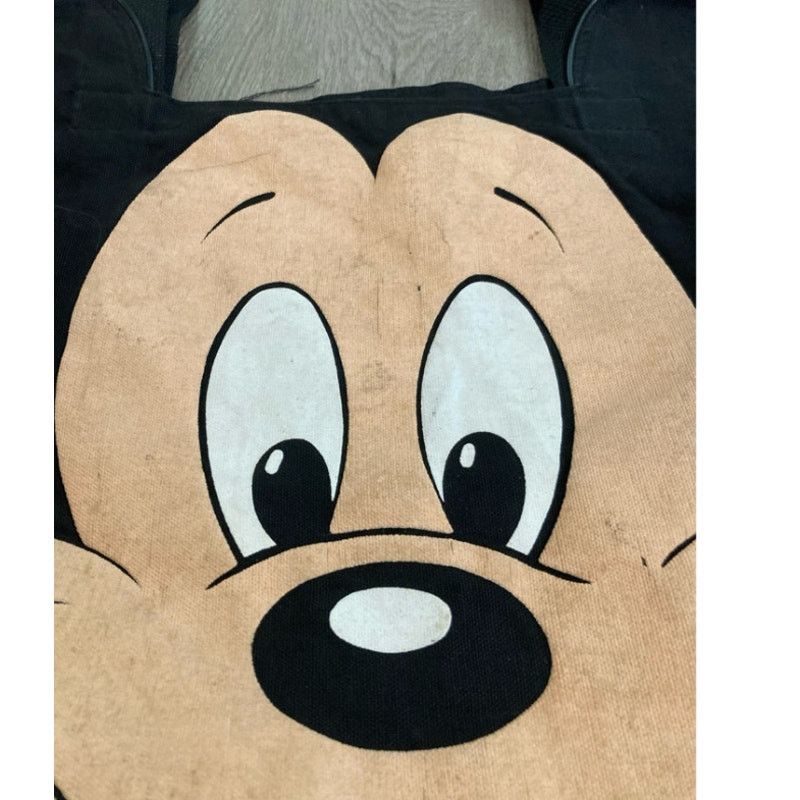 Disney Vintage Disney Mickey Mouse Face Tote Bag Black Canvas Size ONE SIZE - 6 Thumbnail