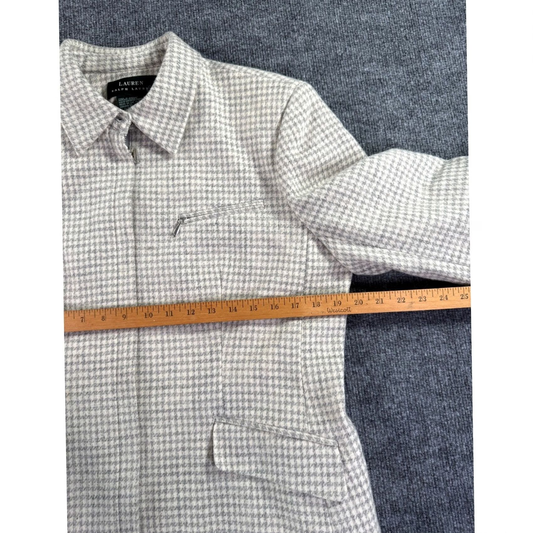 Ralph Lauren VINTAGE Lauren Ralph Lauren Houndstooth Jacket Womens Size 14 Gray Zip Front Collared Size XL / US 12-14 / IT 48-50 - 7 Thumbnail