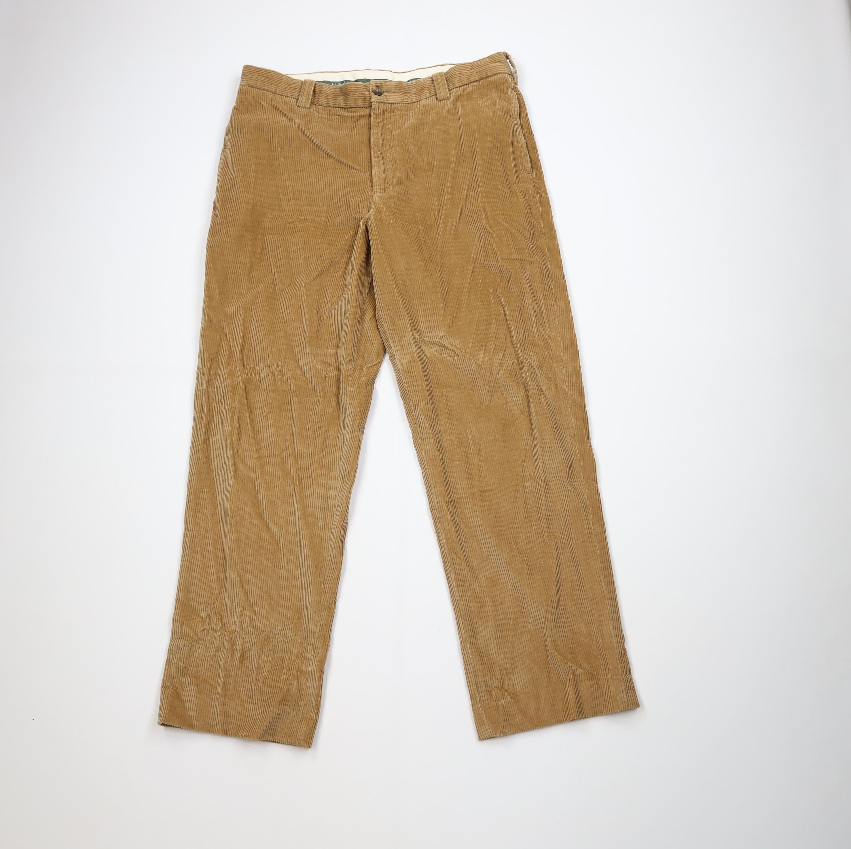 L.L. Bean Vintage LL Bean Wide Leg Corduroy Chino Pants Beige Cotton Size US 35 - 1 Thumbnail