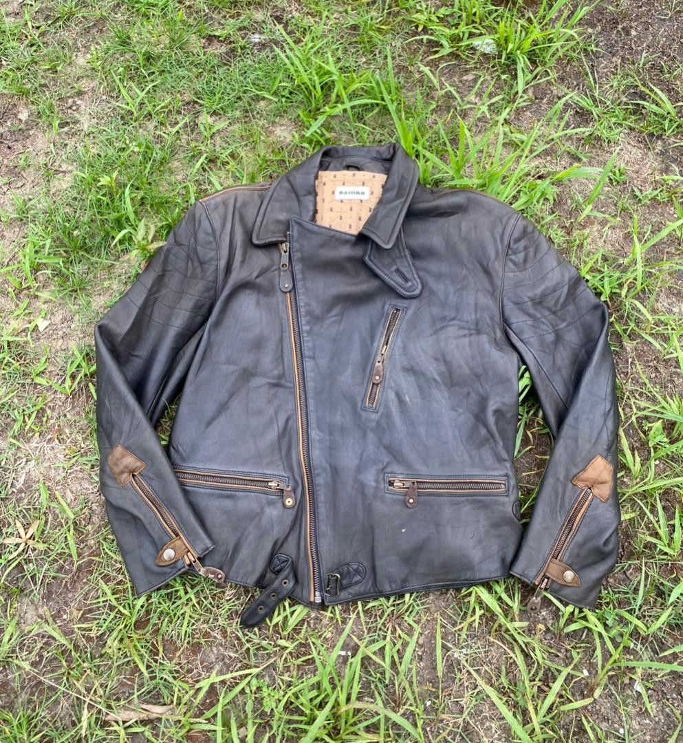 Genuine Leather 90s🔥 Massimo Double Collar Leather Jacket Punk Style Size US S / EU 44-46 / 1 - 1 Thumbnail
