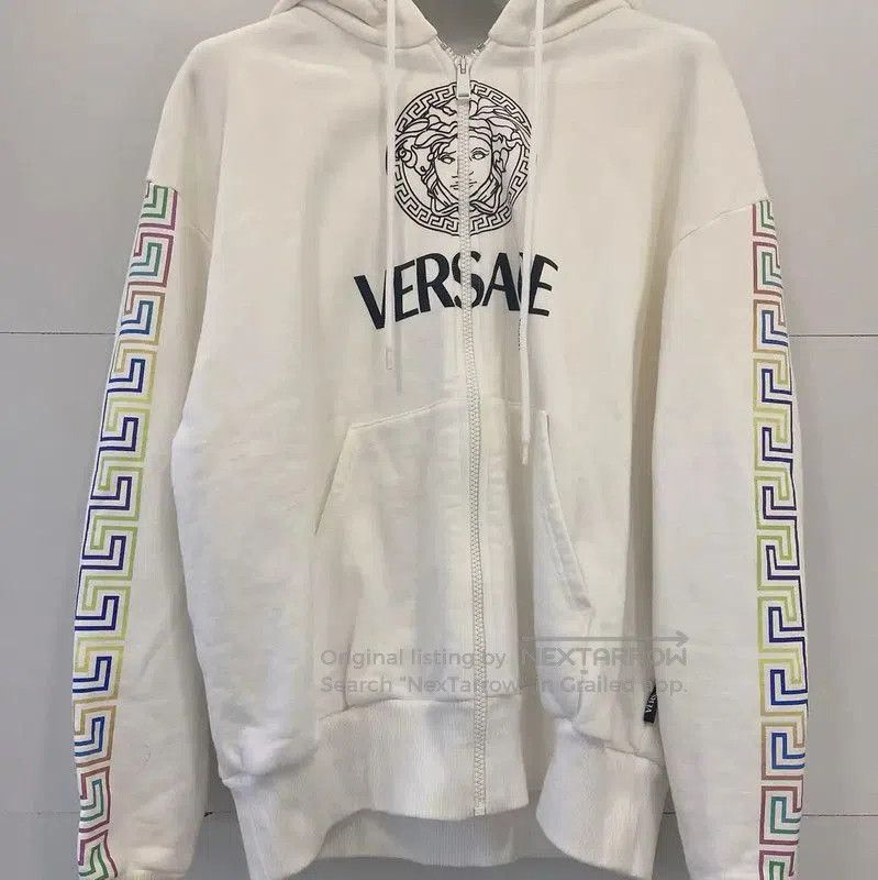 Versace Versace White Cotton Women's Hoodie . Size L / US 10 / IT 46 - 1 Thumbnail