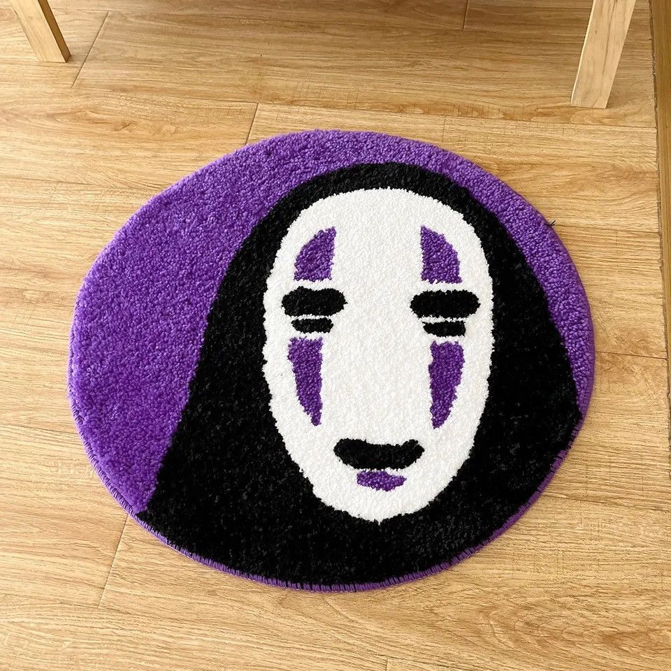 Japanese Brand × Vintage Handmade Tufted Rug Soft Smile Face Carpet 60x60cm Size ONE SIZE - 6 Thumbnail