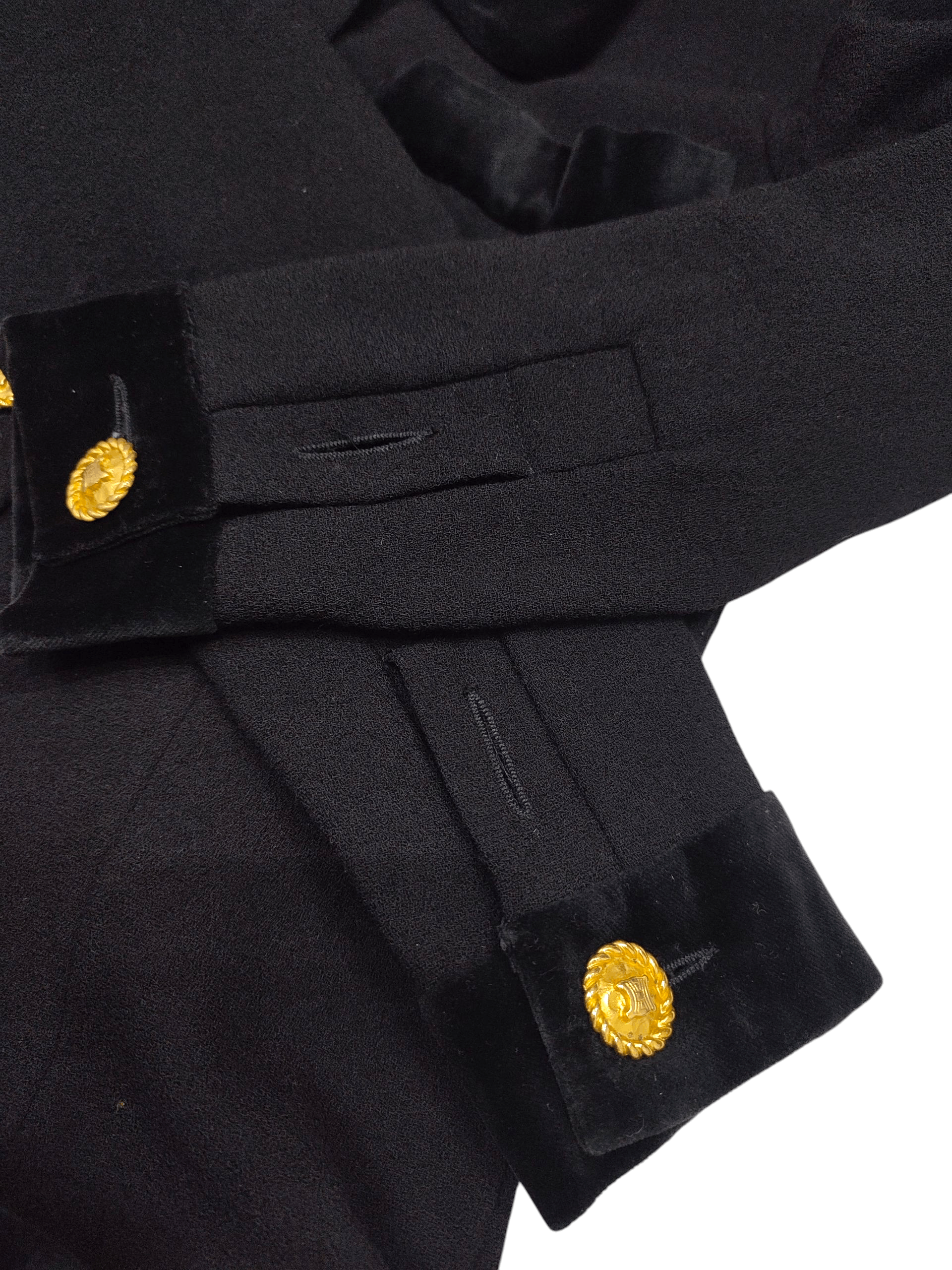 Celine 80s Celine- Archive Trompe L’Oeil Tailoring Wool Velvet Trim Size M / US 6-8 / IT 42-44 - 5 Thumbnail
