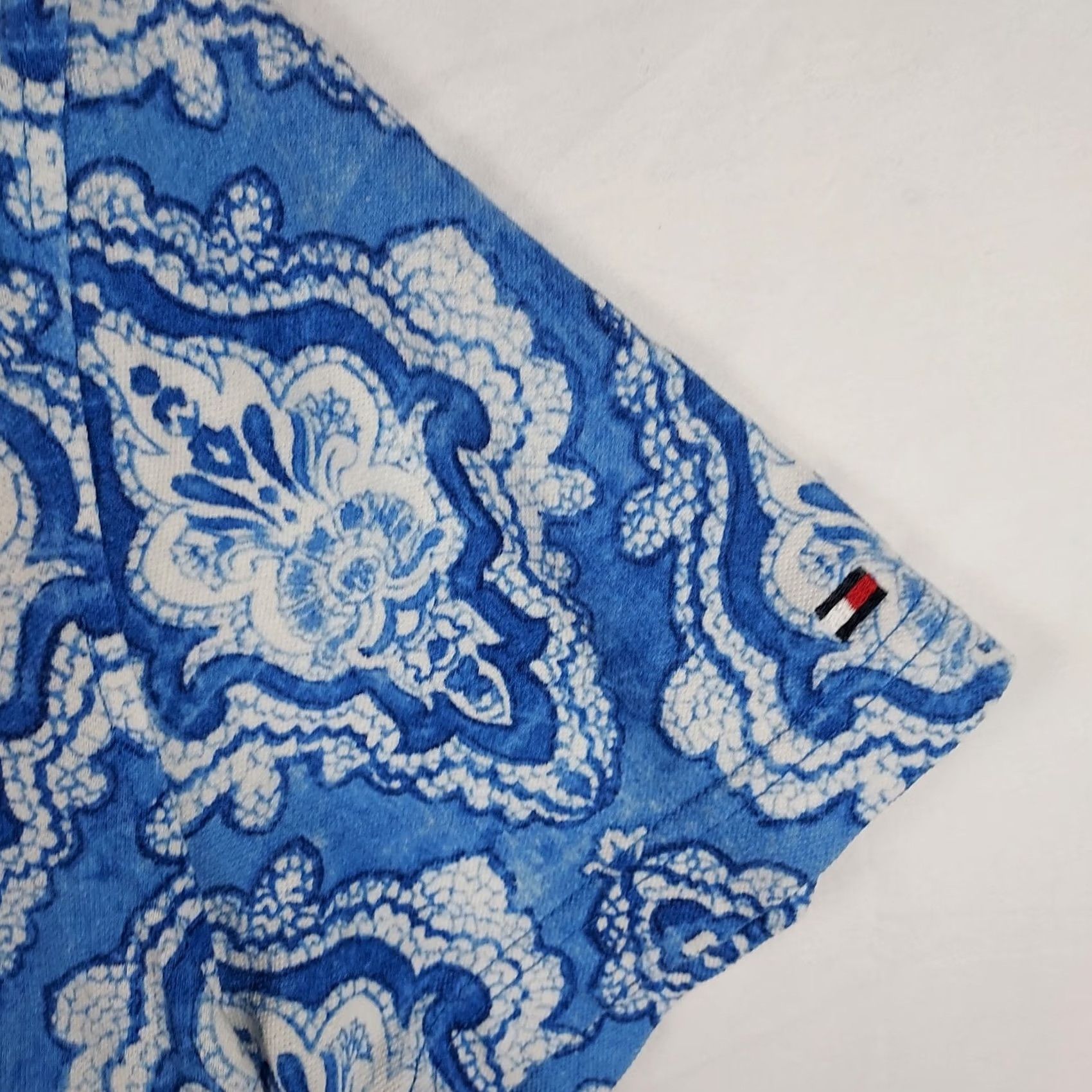 Tommy Hilfiger Tommy Hilfiger Polo Men’s M Blue White Damask Pattern Short Sleeve Shinfect? Size US M / EU 48-50 / 2 - 5 Thumbnail