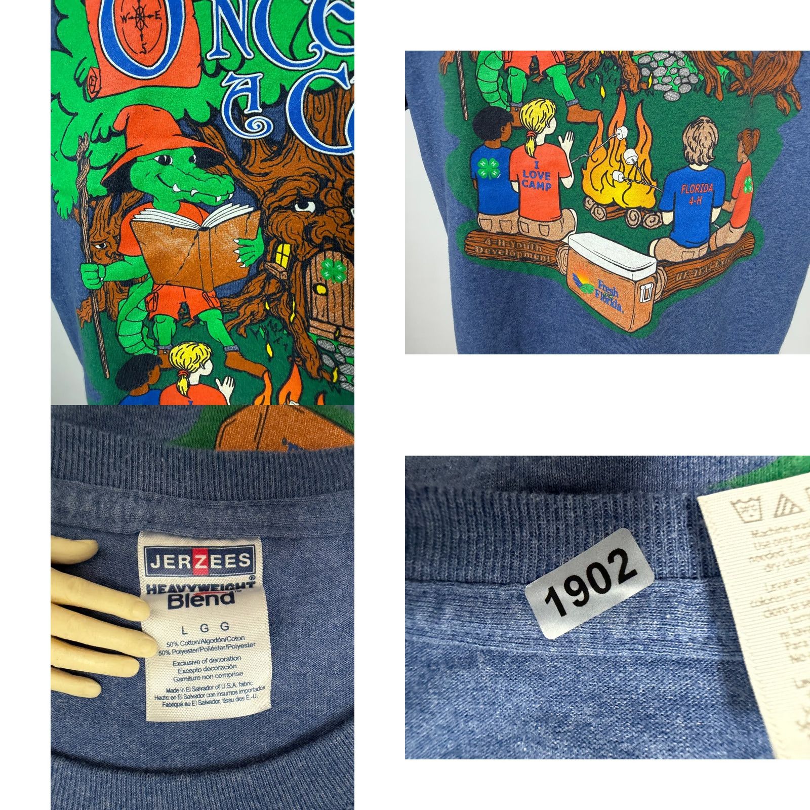 Jerzees VINTAGE Jerzees Florida Camping Shirt T-Shirt Adult L Blue 2000s Y2K Animal Florida Nature Outdoor Camp Fire Marshmallow Mens Size US L / EU 52-54 / 3 - 8 Thumbnail