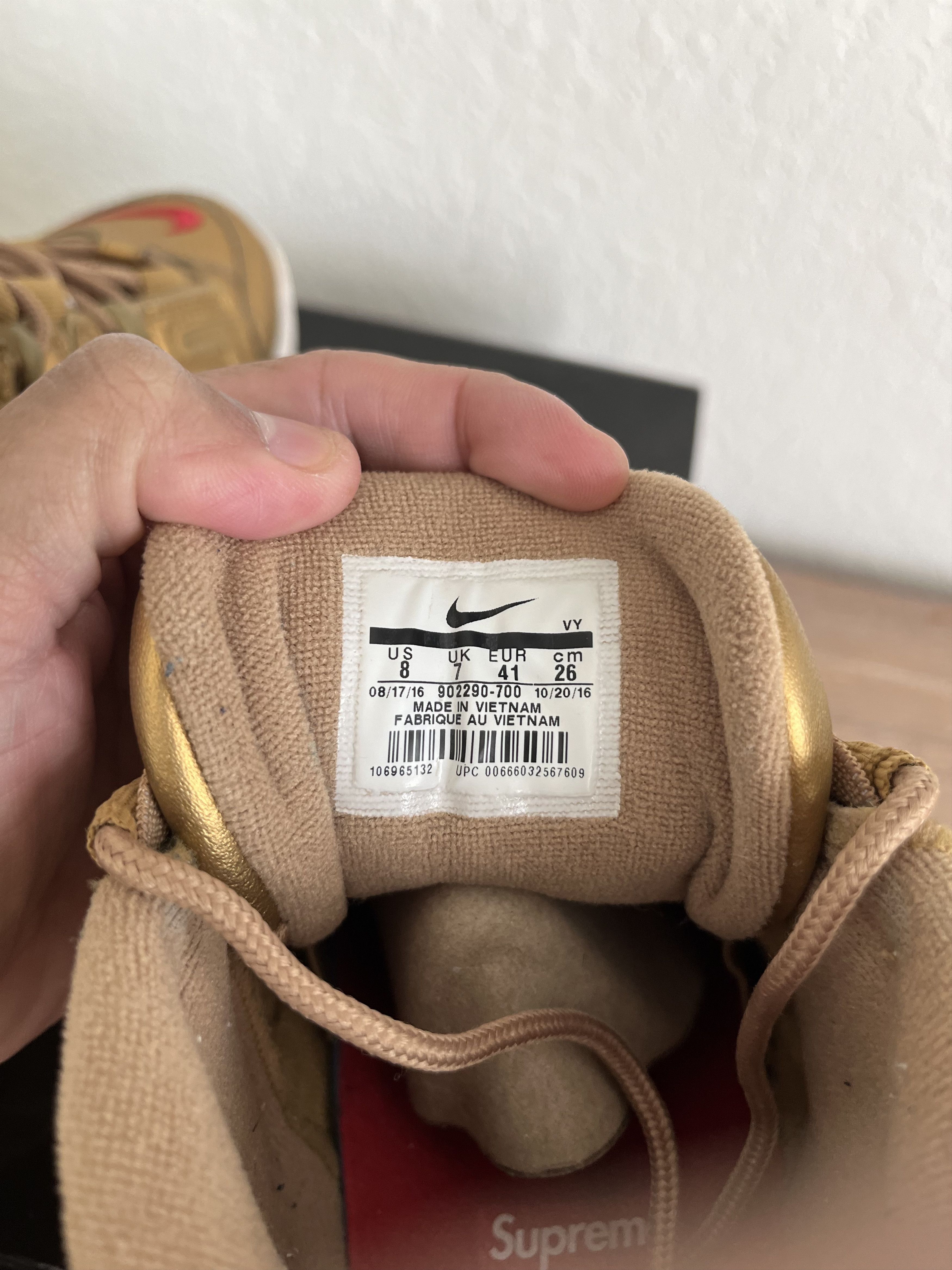 Nike × Supreme Supreme x Air More Uptempo ‘Metallic Gold’ Size US 8 / EU 41 - 8 Thumbnail