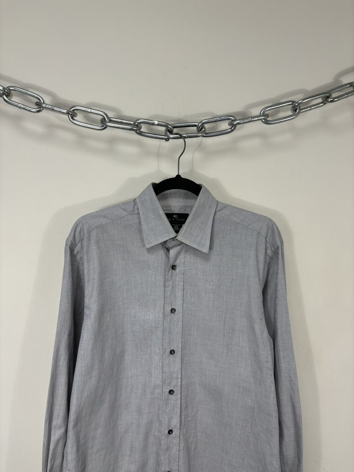 Etro Vintage Etro Men’s Gray Italian Luxury Button Up Dress Shirt Size US M / EU 48-50 / 2 - 2 Thumbnail