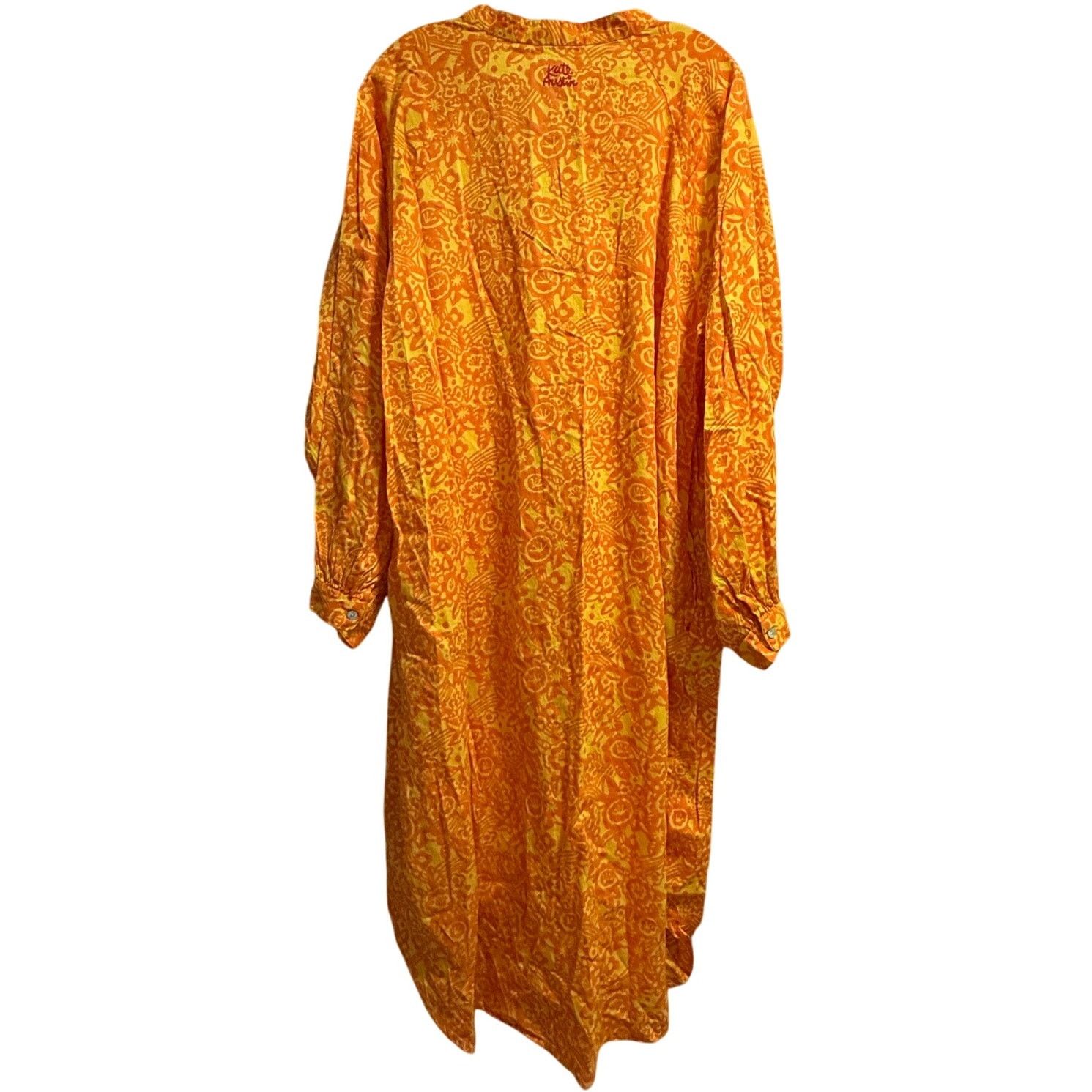 Other Kate Austin 100% Cotton Orange Yellow Oversized Caftan Dress Size M / US 6-8 / IT 42-44 - 7 Thumbnail
