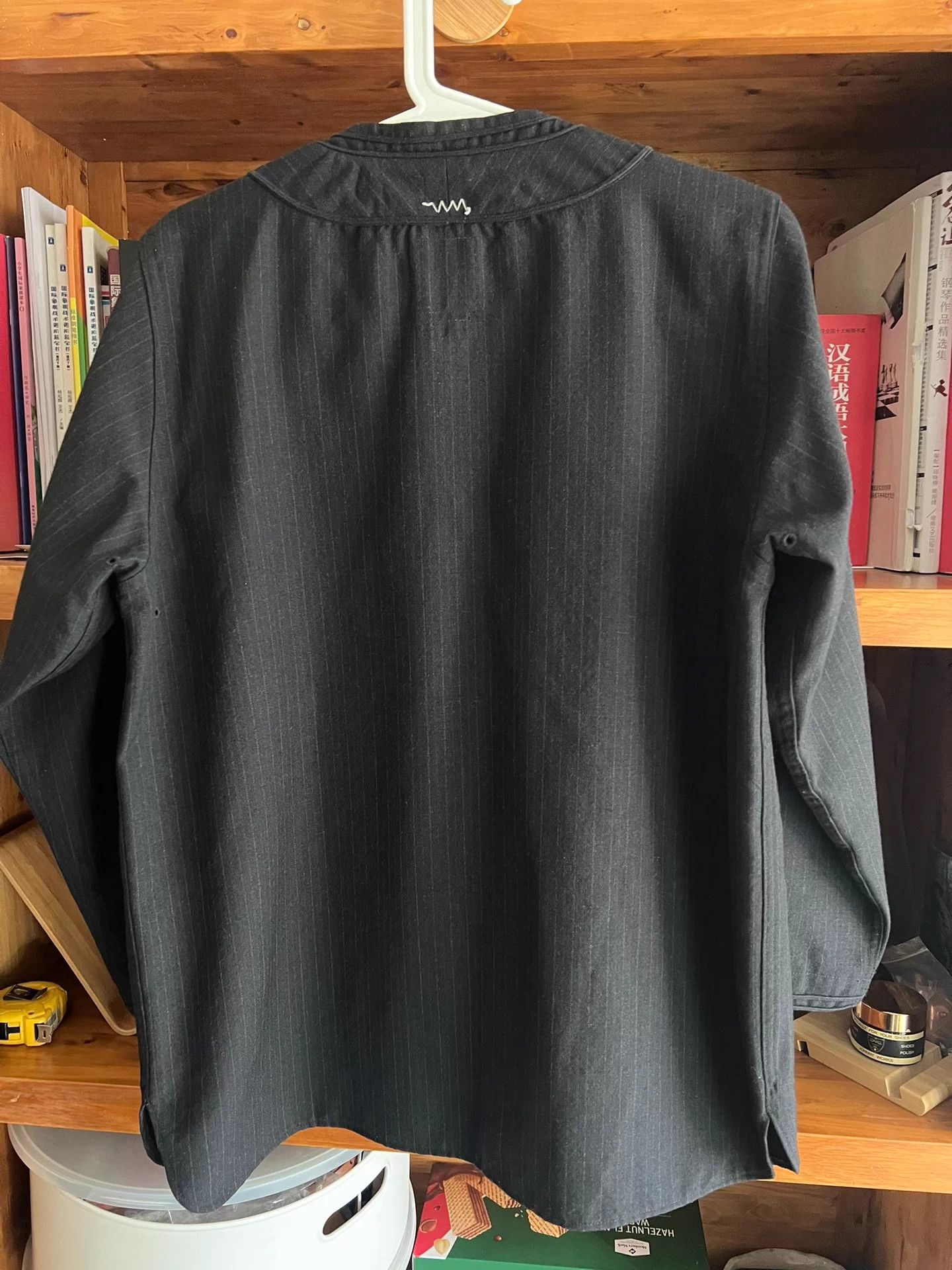 Vintage Visvim 18aw Dugout Shirt Stripe Wool Blend Black Size US L / EU 52-54 / 3 - 8 Thumbnail