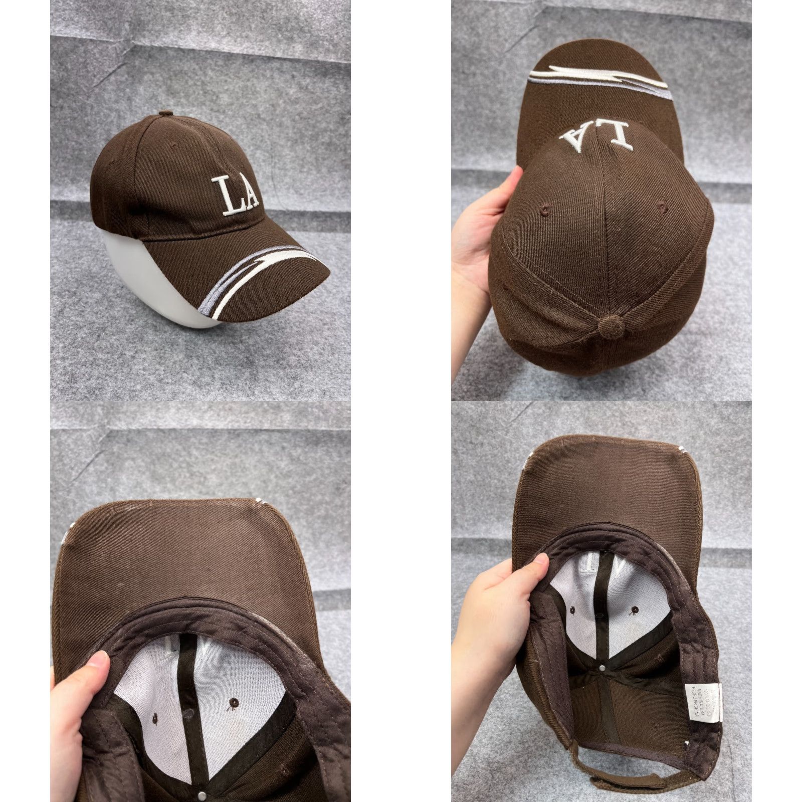 Vintage LA Hat Cap Strap Back Adult One Size Brown 100% Acrylic Outdoors Sports Hat/Cap Men Baseball Style Adjustable Lightweight Vintage: No Size ONE SIZE - 8 Thumbnail