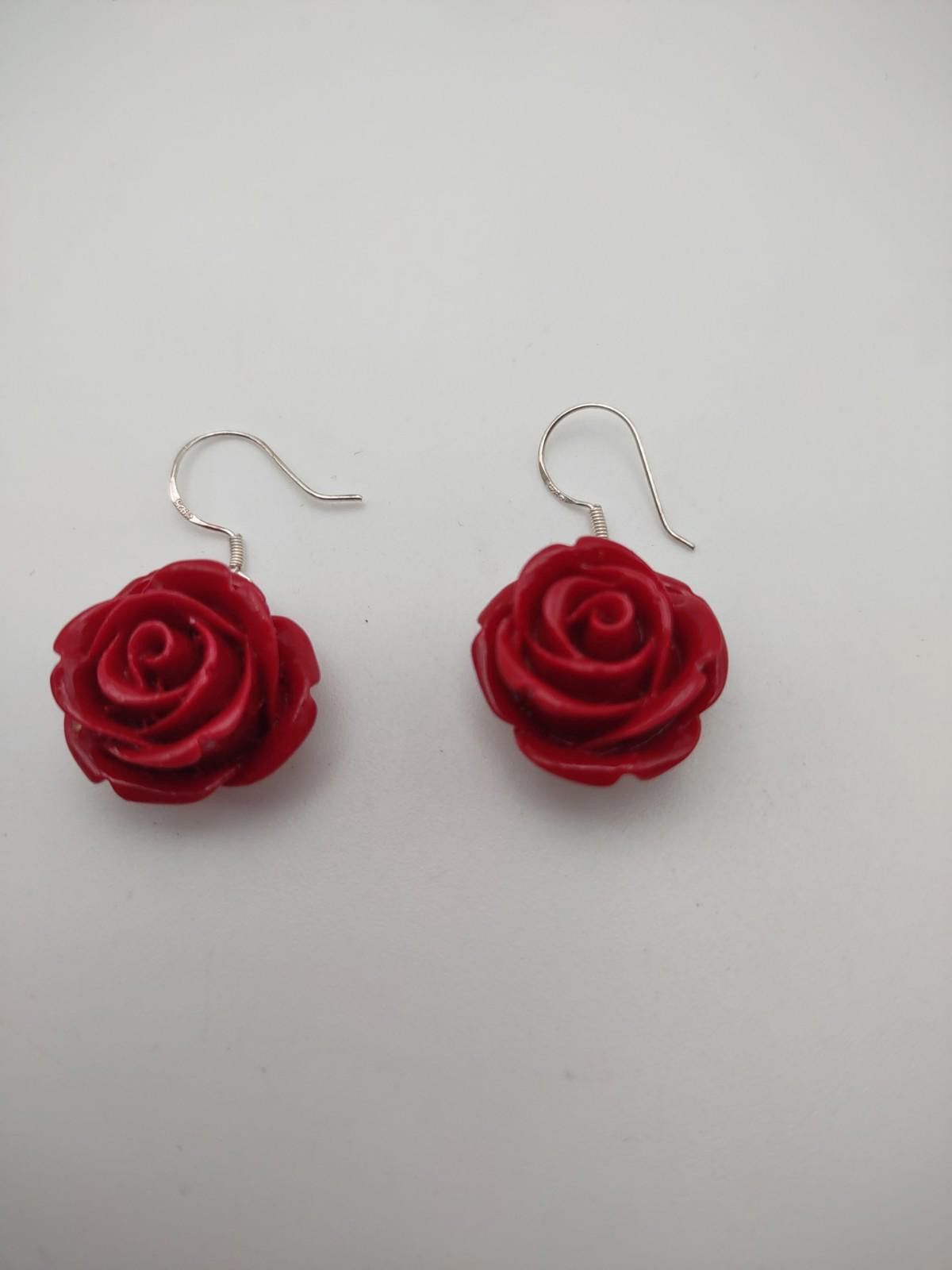 Other Sterling Silver Red Rose Earrings 925 Size ONE SIZE - 1 Thumbnail