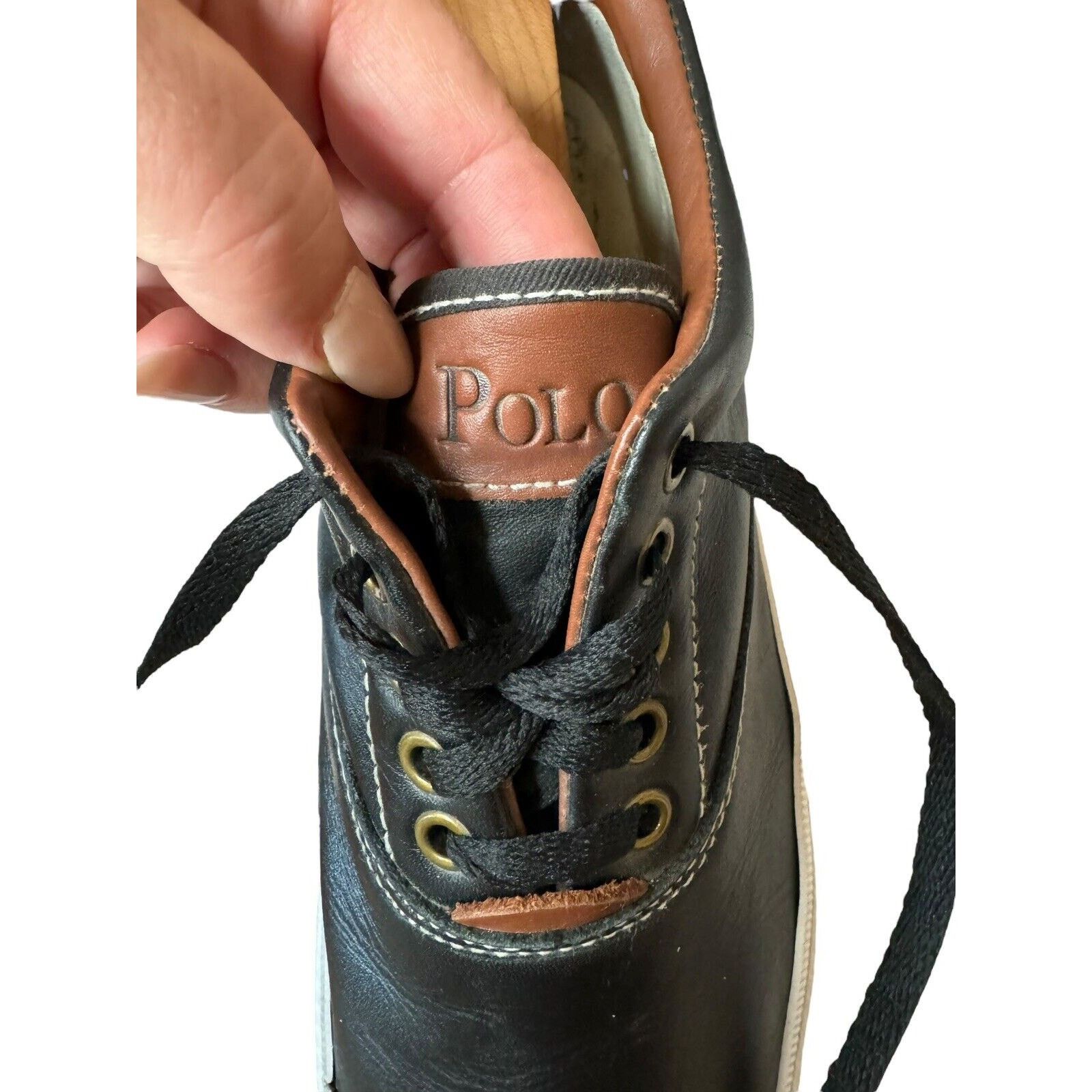 Ralph Lauren Polo Ralph Lauren Vaughn Black Leather Sneakers Pony Preppy Size US 8.5 / EU 41-42 - 9 Thumbnail