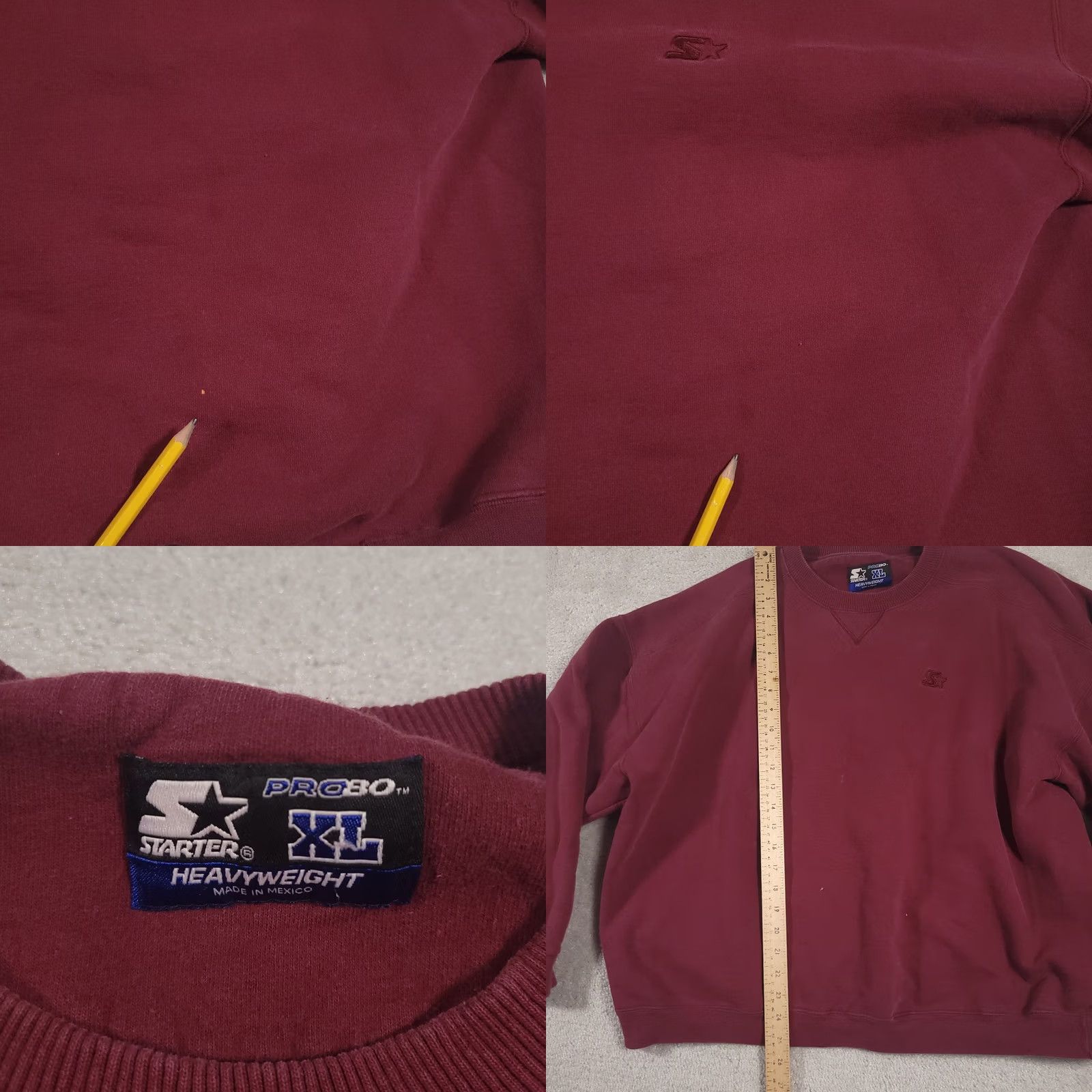 Starter VINTAGE Starter Sweatshirt Mens XL Maroon Heavyweight Crewneck Pullover Embroidered Logo 90s Sports Size US XL / EU 56 / 4 - 8 Thumbnail
