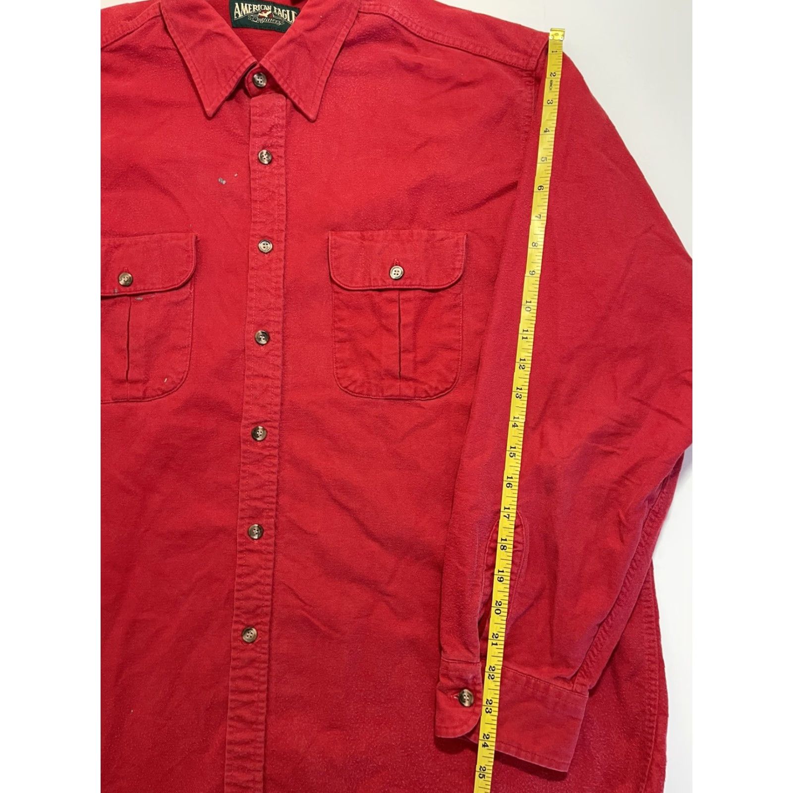 American Eagle Outfitters VINTAGE American Eagle Outfitters 90s Flannel Shirt XL Red Solid Button-Up Mens Size US XL / EU 56 / 4 - 7 Thumbnail