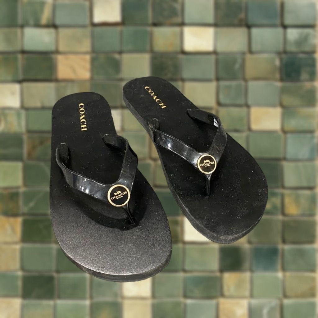 VINTAGE Coach Zayn Flip Flop Sandals Women's Size 11 Black Rubber