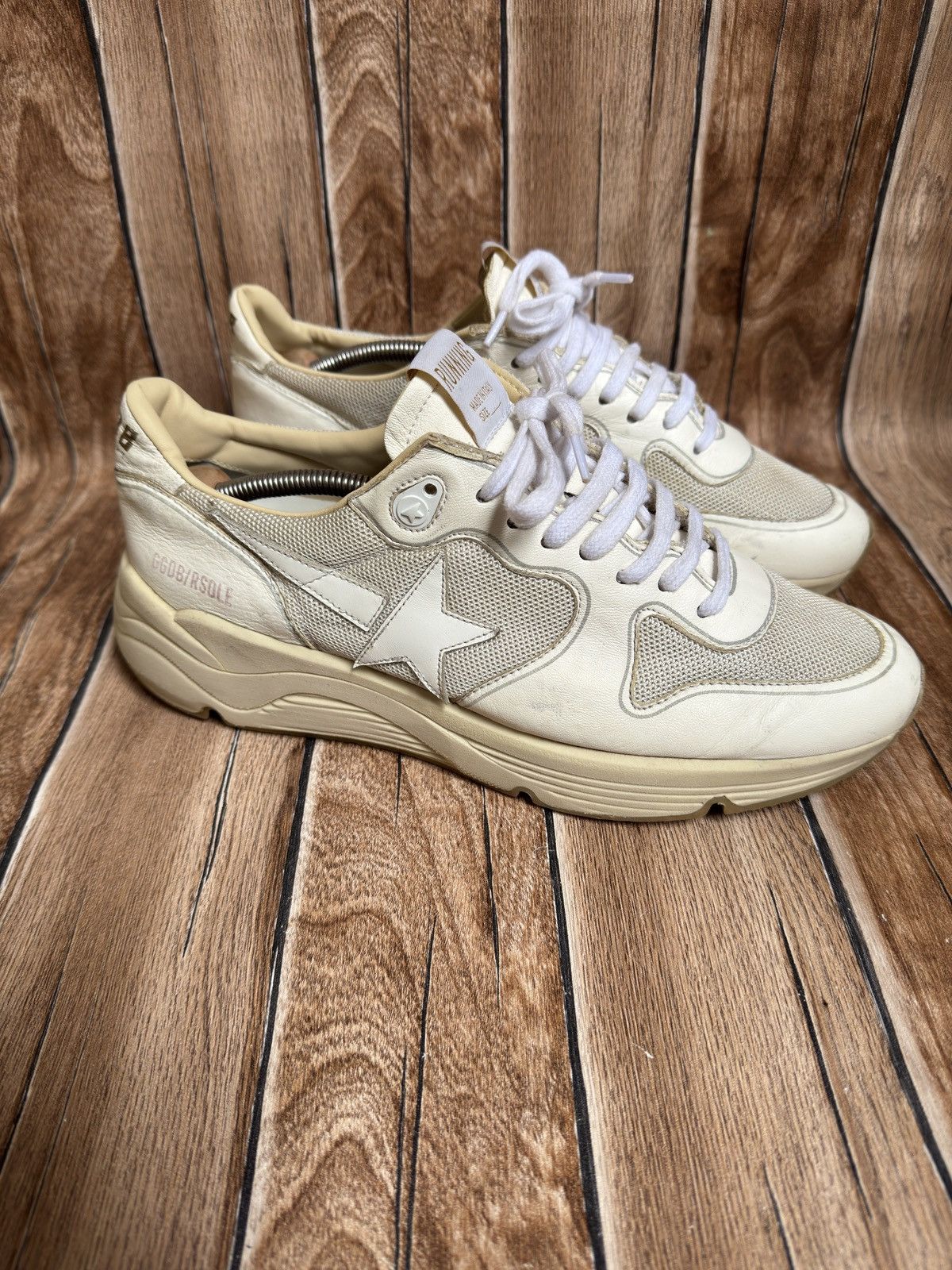 Golden Goose Running Sole Trainers Shoes in White, Men's (Size 8.5)