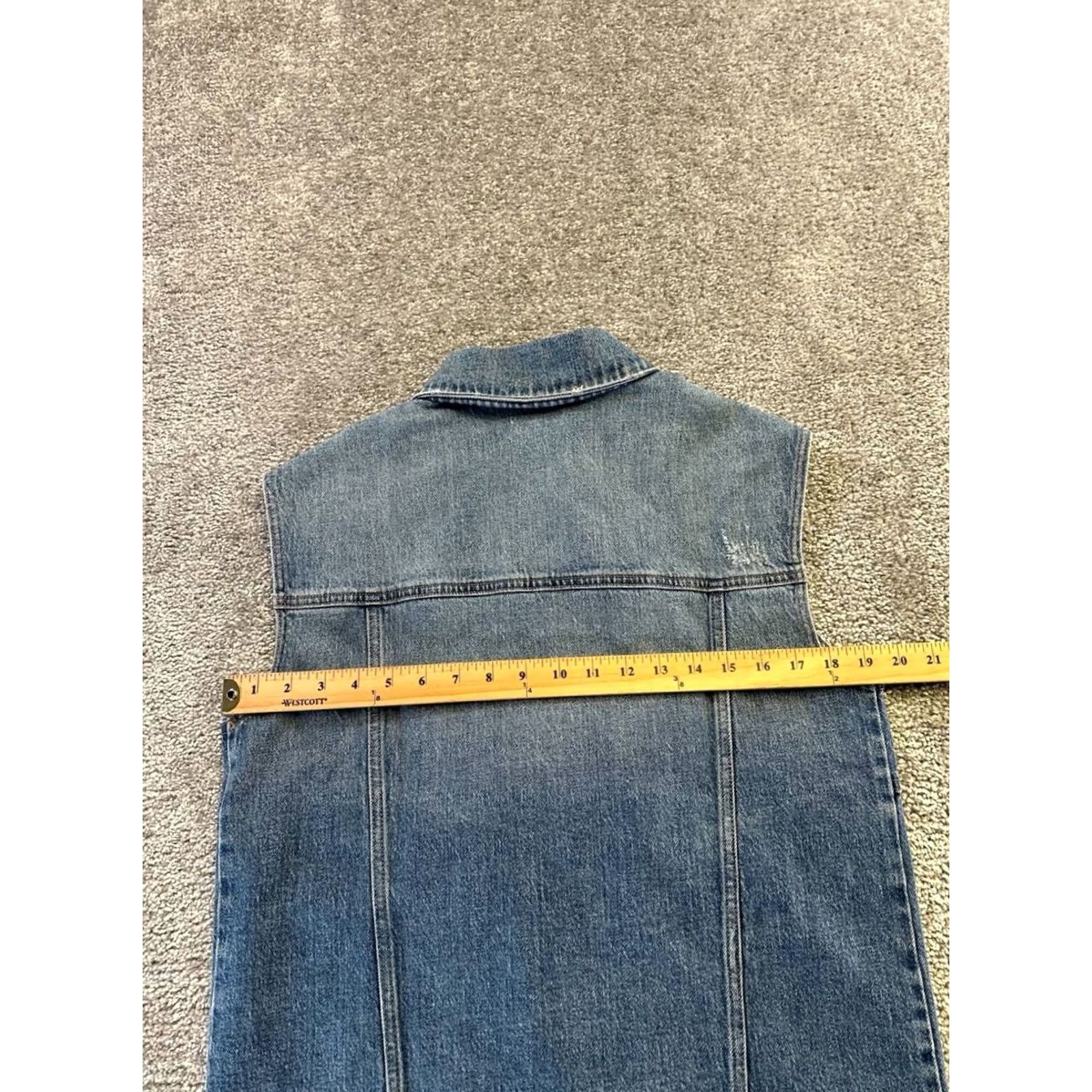 Denime Evereve Blue Cotton Denim Vest Womens XS Size XS / US 0-2 / IT 36-38 - 5 Thumbnail