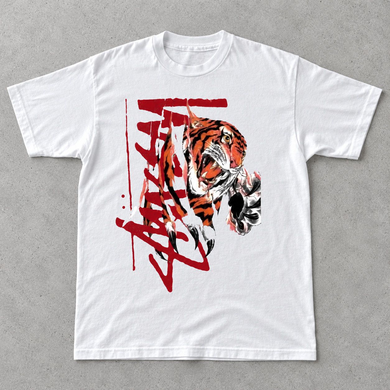 Gildan Gildan Stussy Tiger Graphic White T-Shirt Size US M / EU 48-50 / 2 - 1 Thumbnail