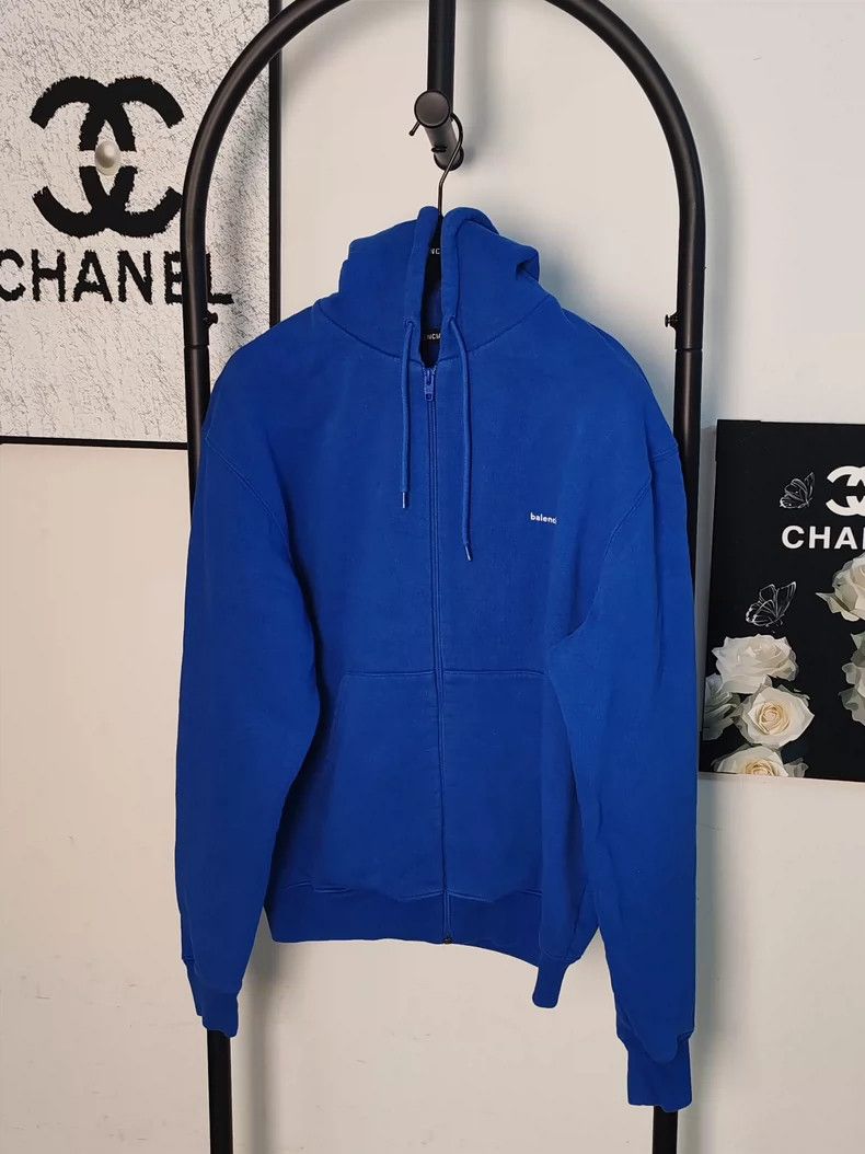Balenciaga Balenciaga Small Logo Blue Hooded Zip Jacket - dmc Size US M / EU 48-50 / 2 - 1 Thumbnail