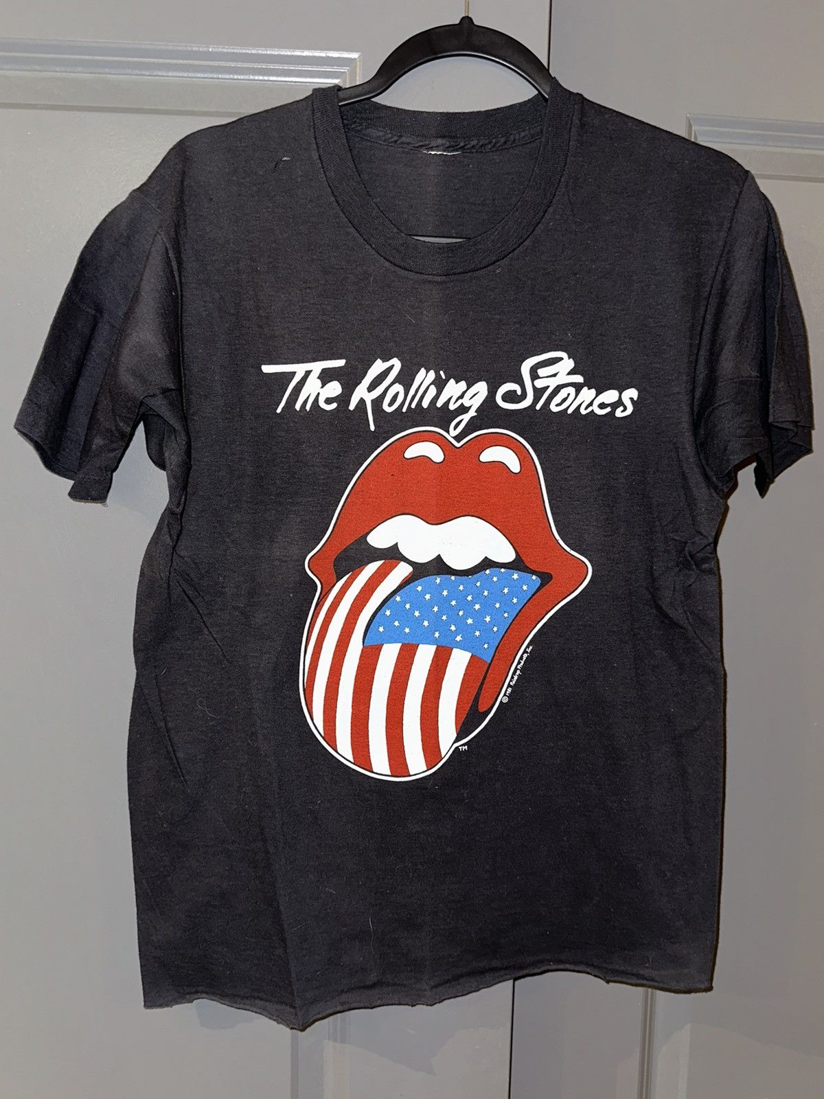 image of Band Tees x Grail Vintage 1981 The Rolling Stones Promo Band Tee in Black, Men's (Size Large)