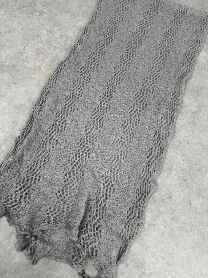 Vintage Massimo Rebecchi Mohair Grey Perfored Scarf Size ONE SIZE - 4 Thumbnail