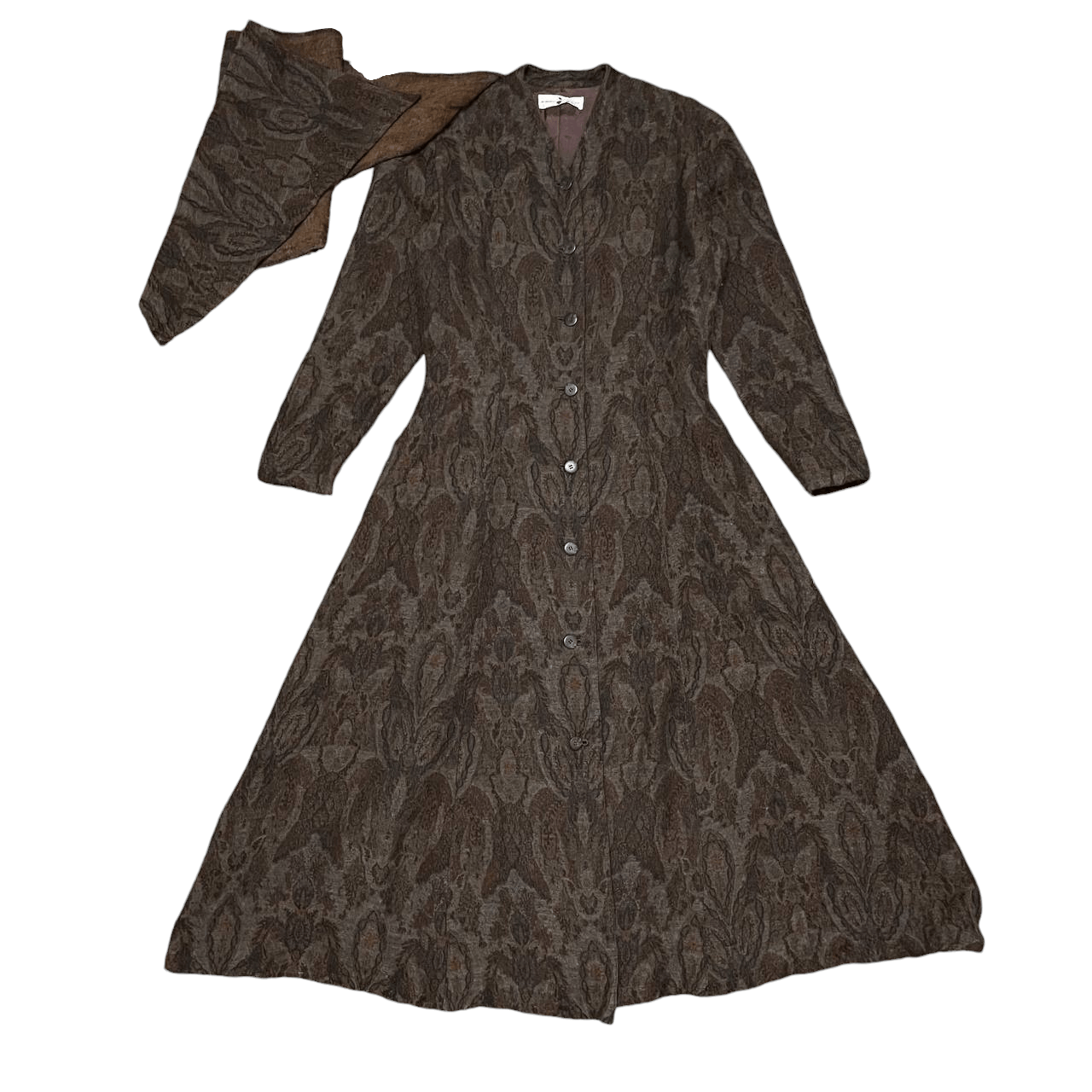 Hiroko Koshino Homme 💥Rare Hiroko Koshino Wool Dress Gown with Scarf Vintage Size S / US 4 / IT 40 - 2 Thumbnail