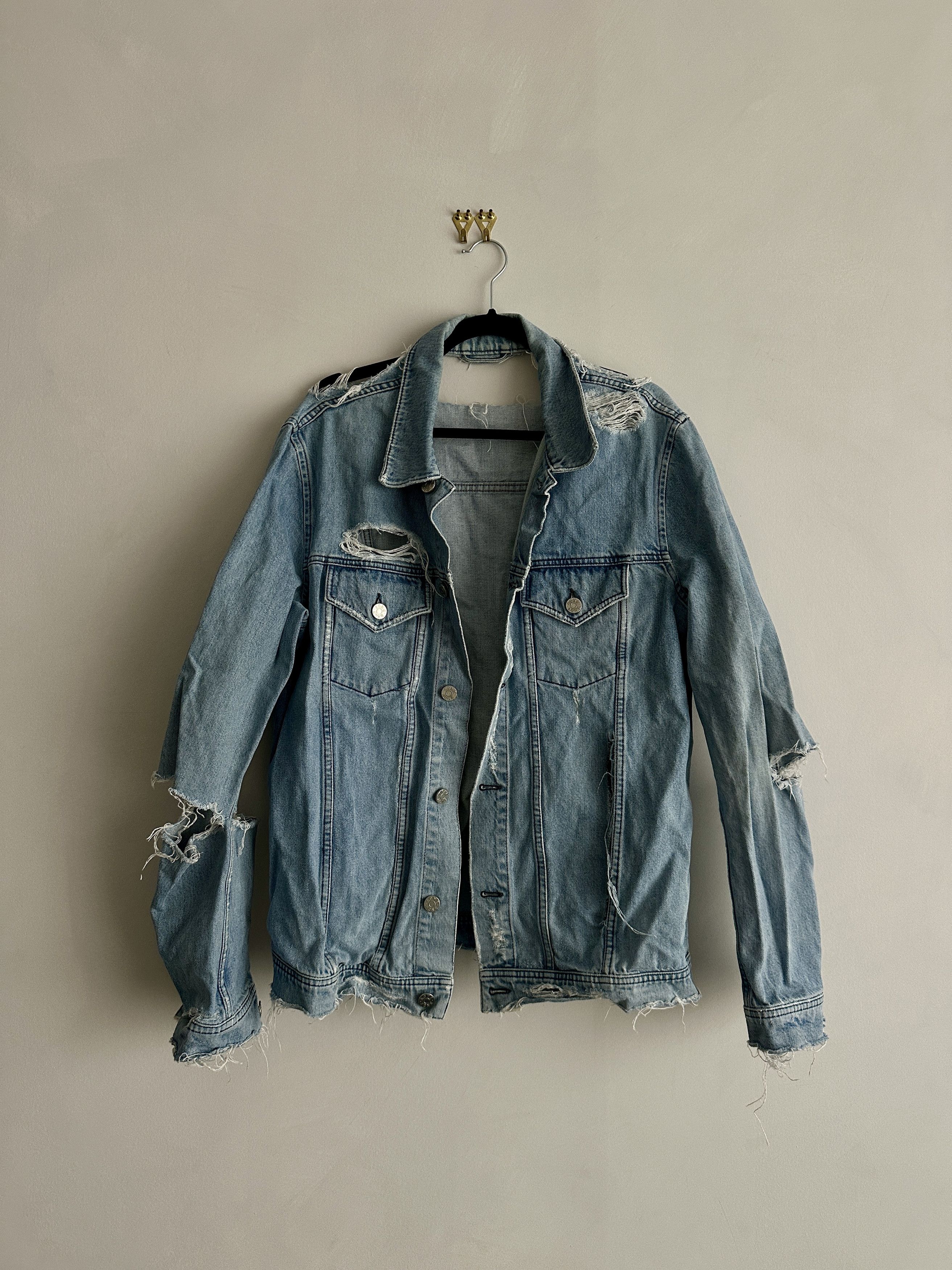 image of Acne Studios Acne Fever Trash Denim Jacket, Women's (Size Medium)