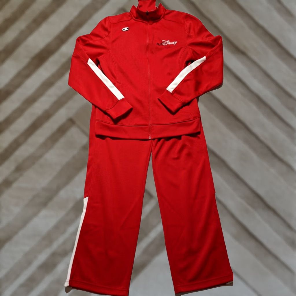 Champion RUN DISNEY Champion Women Small Red White Tracksuit Jacket + Pants Size 28" / US 6 / IT 42 - 1 Thumbnail