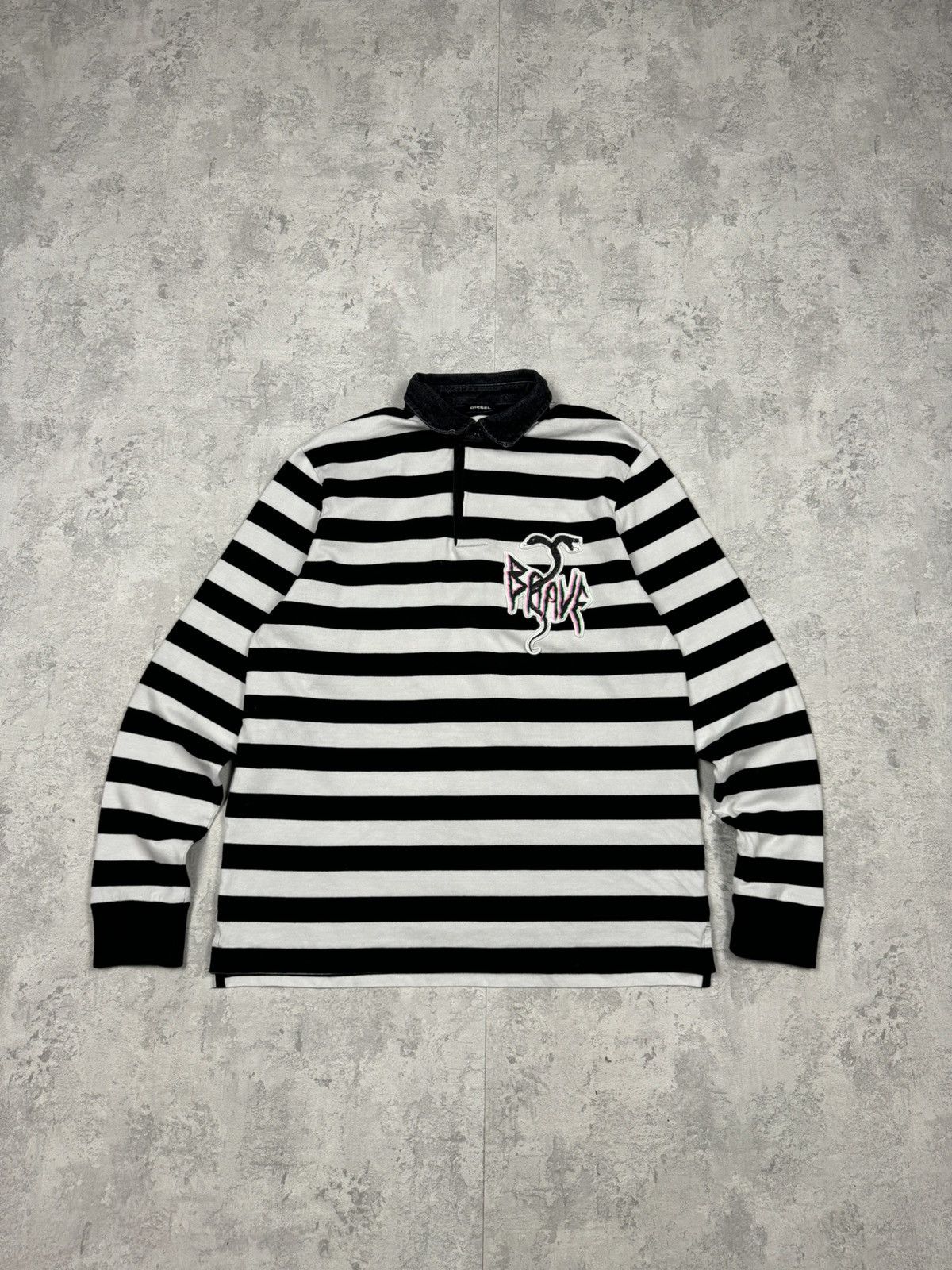 Diesel Brave Snake Long Sleeve Striped Size L