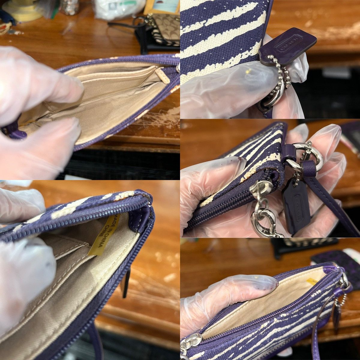 Coach Coach Purple And Cream Artsy Abstract Wristlet - “Samia” Size ONE SIZE - 25 Thumbnail
