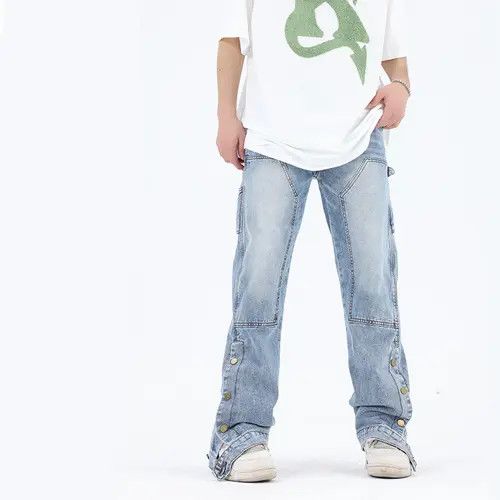 Japanese Brand × Jean Blue Baggy Stacked Ankle Zip Denim Jeans Size US 32 / EU 48 - 1 Thumbnail