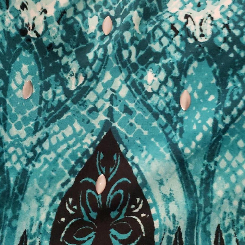 Designer CT209 JM Collection Blue & Black Animal Print Blouse L Size L / US 10 / IT 46 - 5 Thumbnail