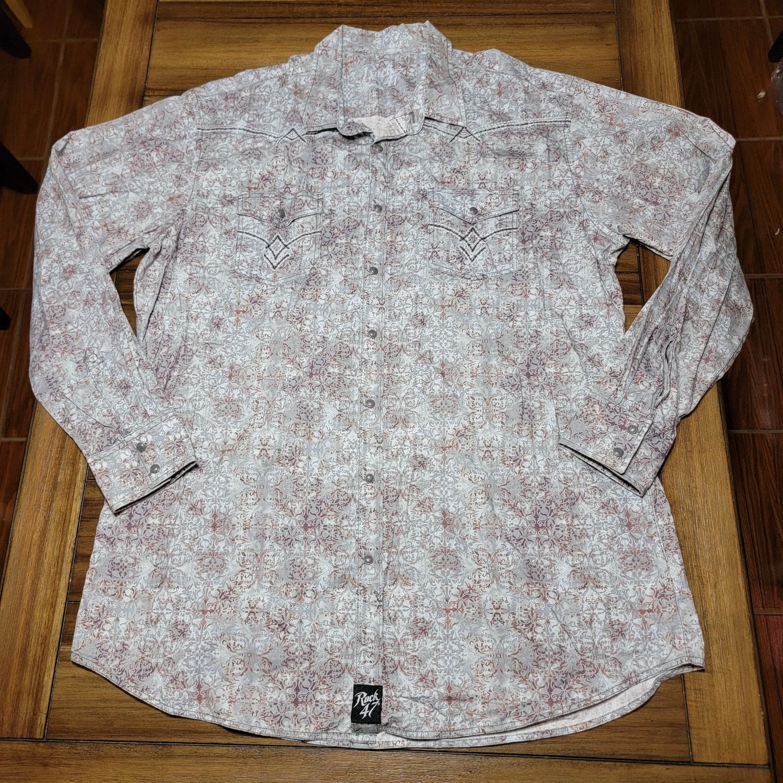 Wrangler Rock 47 LS Pearl Snap Grey Western Shirt - Size 3XT Size US XXL / EU 58 / 5 - 1 Thumbnail