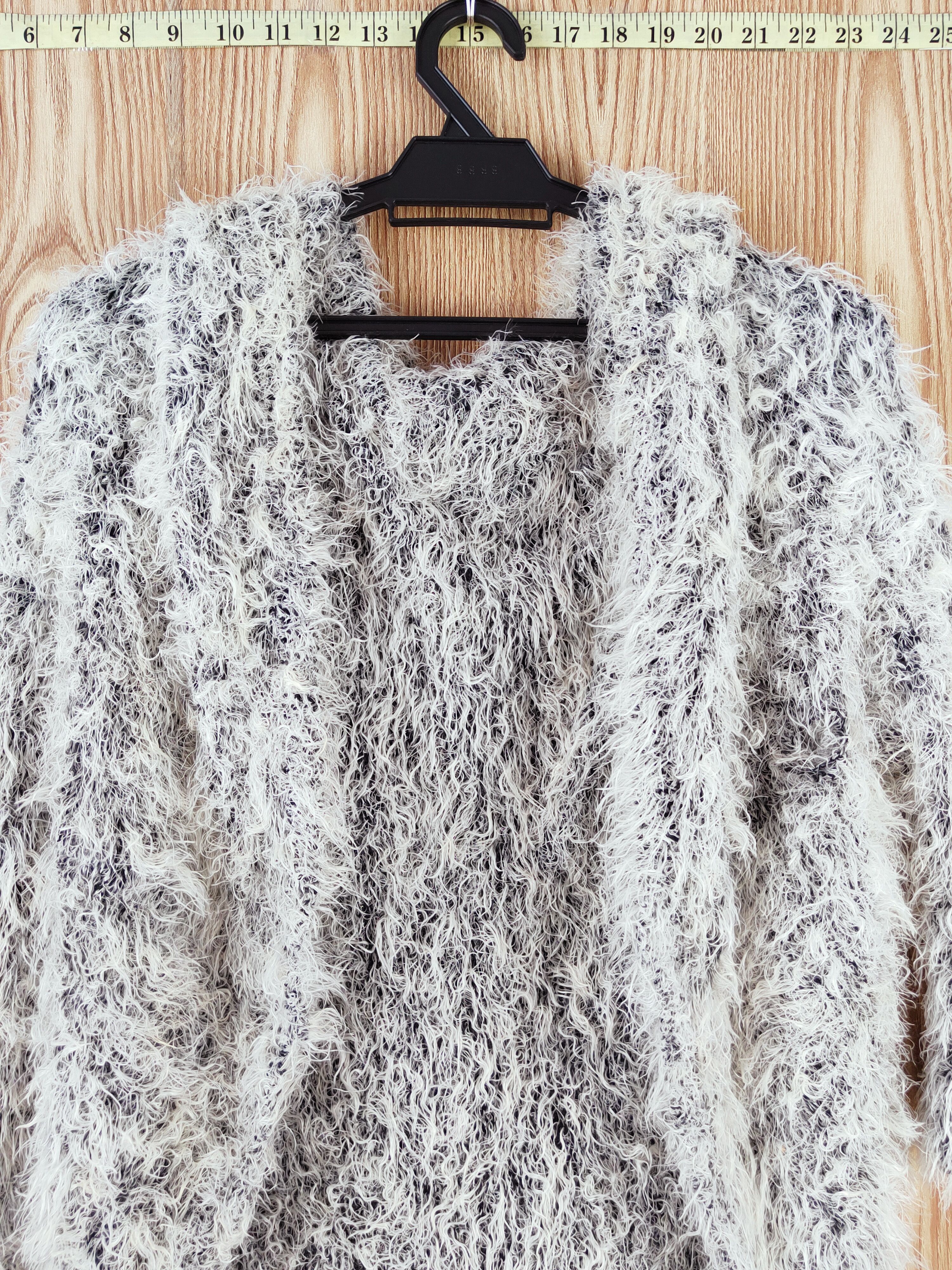 Japanese Brand × Vintage Art Design by Emoda Black White Fur Mohair Knitwear Size L / US 10 / IT 46 - 2 Thumbnail