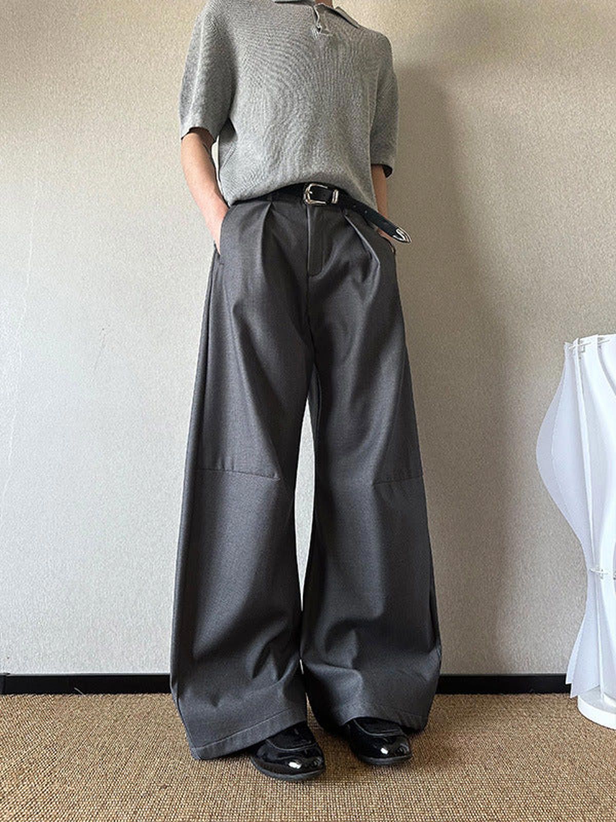 Vintage Gray Wide Leg Casual Pants, Relaxed Fit Trousers Size US 32 / EU 48 - 2 Thumbnail