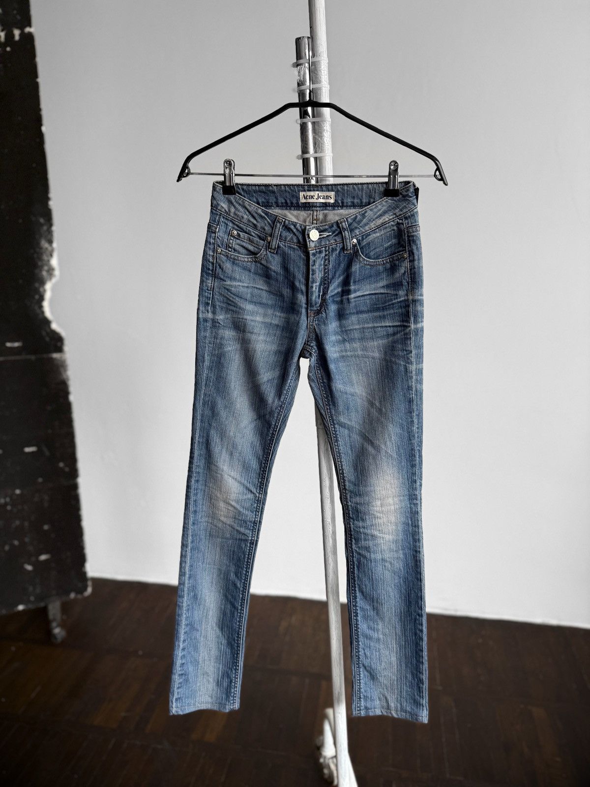 Acne Jeans Vintage Faded Low Rise Skinny Fit Denim Jeans