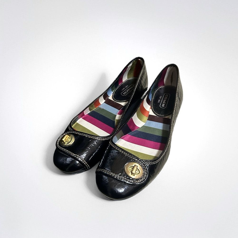Coach Coach 'Noel' Black Leather Flats with Gold Accent Size US 10 / IT 40 - 1 Thumbnail