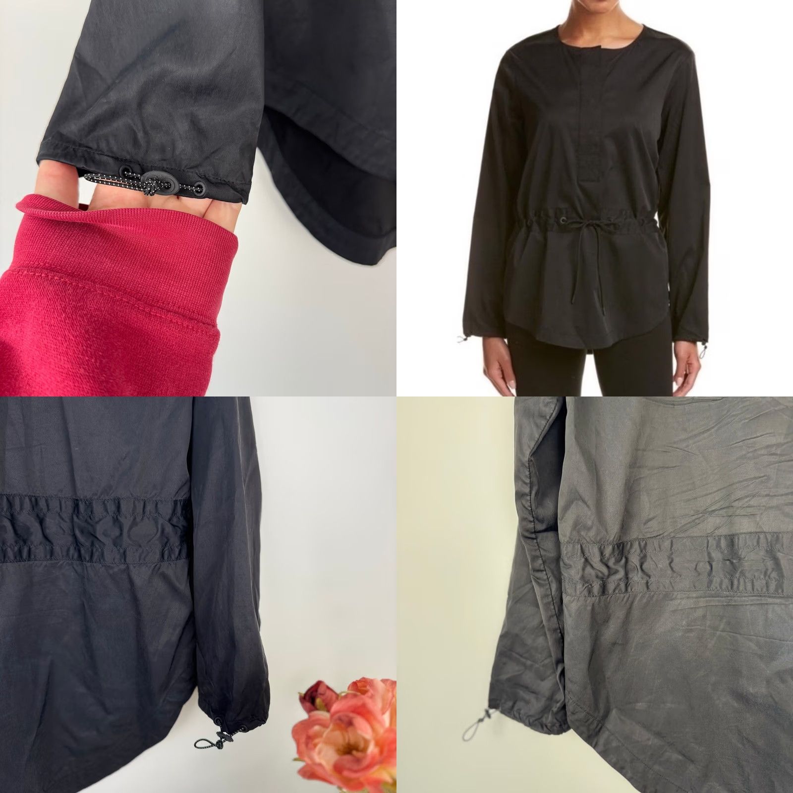 Vintage Derek Lam 10C Athleta Black Top XS Drawstring Waist Long Sleeve Athleisure Size XS / US 0-2 / IT 36-38 - 8 Thumbnail