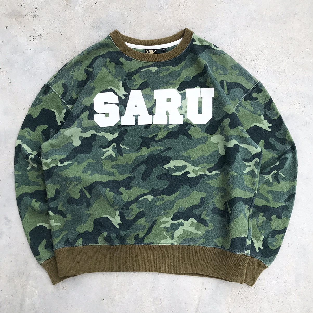 image of Hype 2000's Santastic Jp " Saru " Camouflage Ape Sweatshirt in Green, Men's (Size Medium)