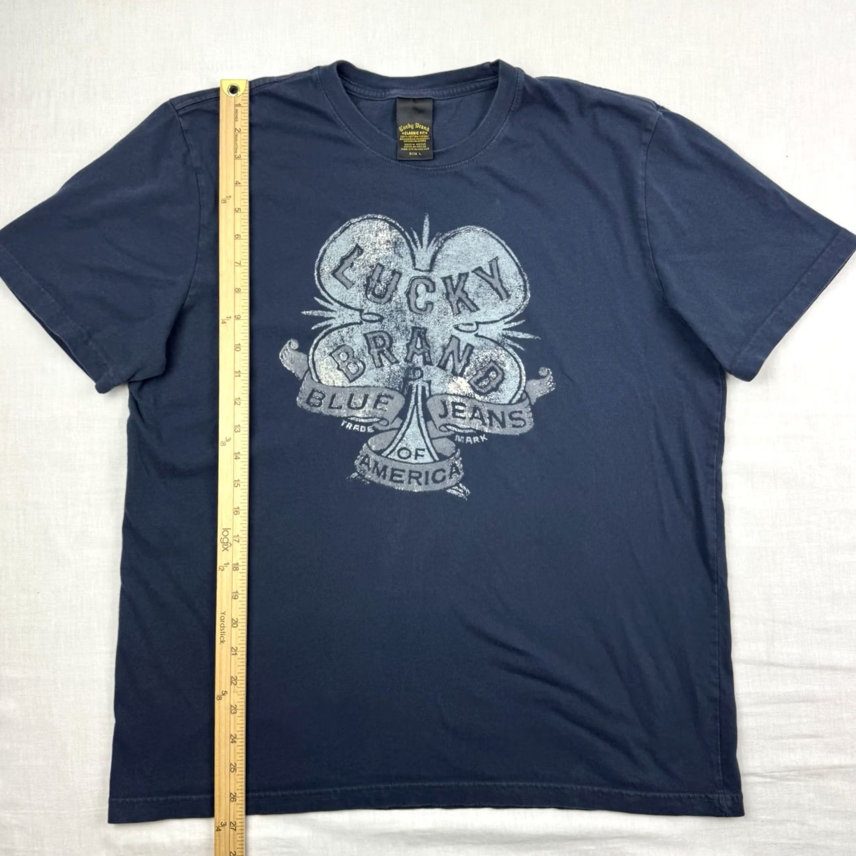 Lucky Brand VINTAGE Lucky Brand T Shirt Adult Large 4 Leaf Clover Hipster Y2K 2000s Blue Cotton Crew Neck Short Sleeve Men Mens L/XL Size US L / EU 52-54 / 3 - 5 Thumbnail