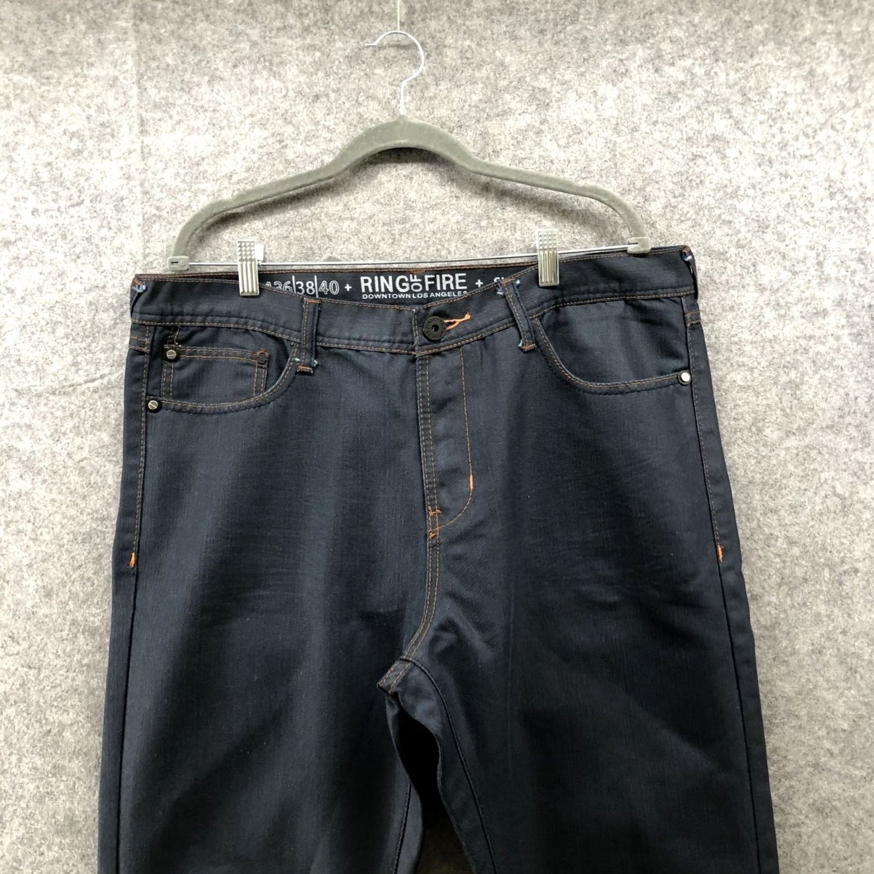Ring Of Fire Ring Of Fire Slim Straight Jeans Mens 38x32 Dark Wash Blue Jeans 5-Pocket Denim Cotton Blend Regular Size Type Mens Size US 38 / EU 54 - 3 Thumbnail