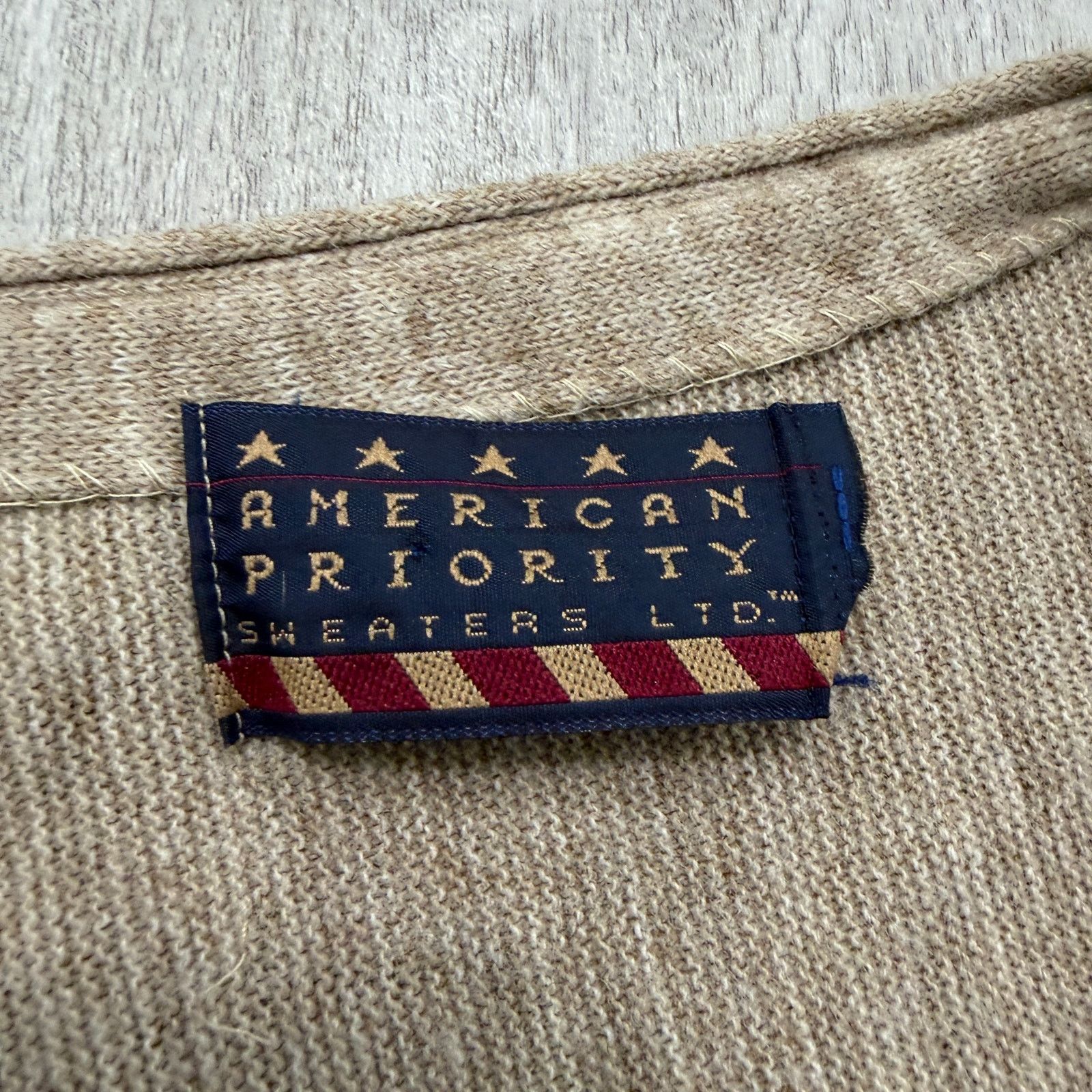Vintage Vintage American Priority Cardigan Sweater Men's Large Brown Size US L / EU 52-54 / 3 - 4 Thumbnail