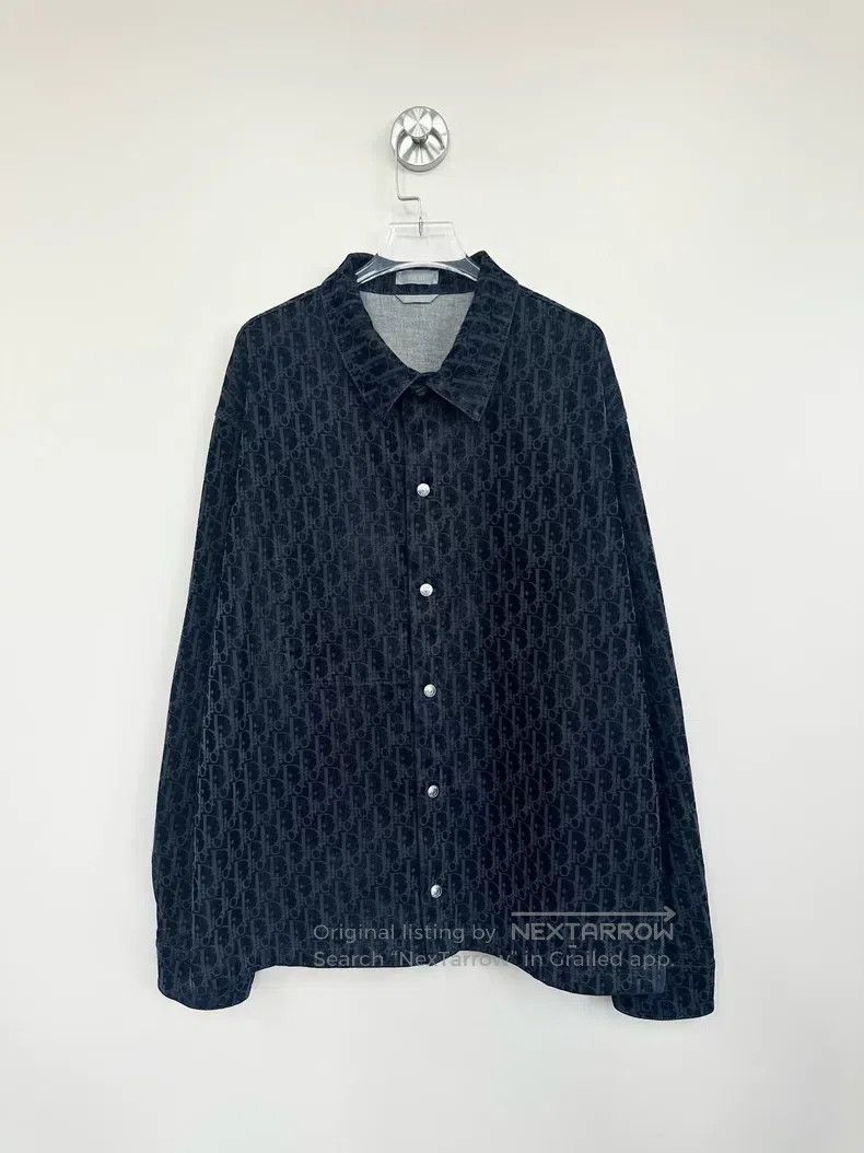 Dior Black plush full-print logo shirt