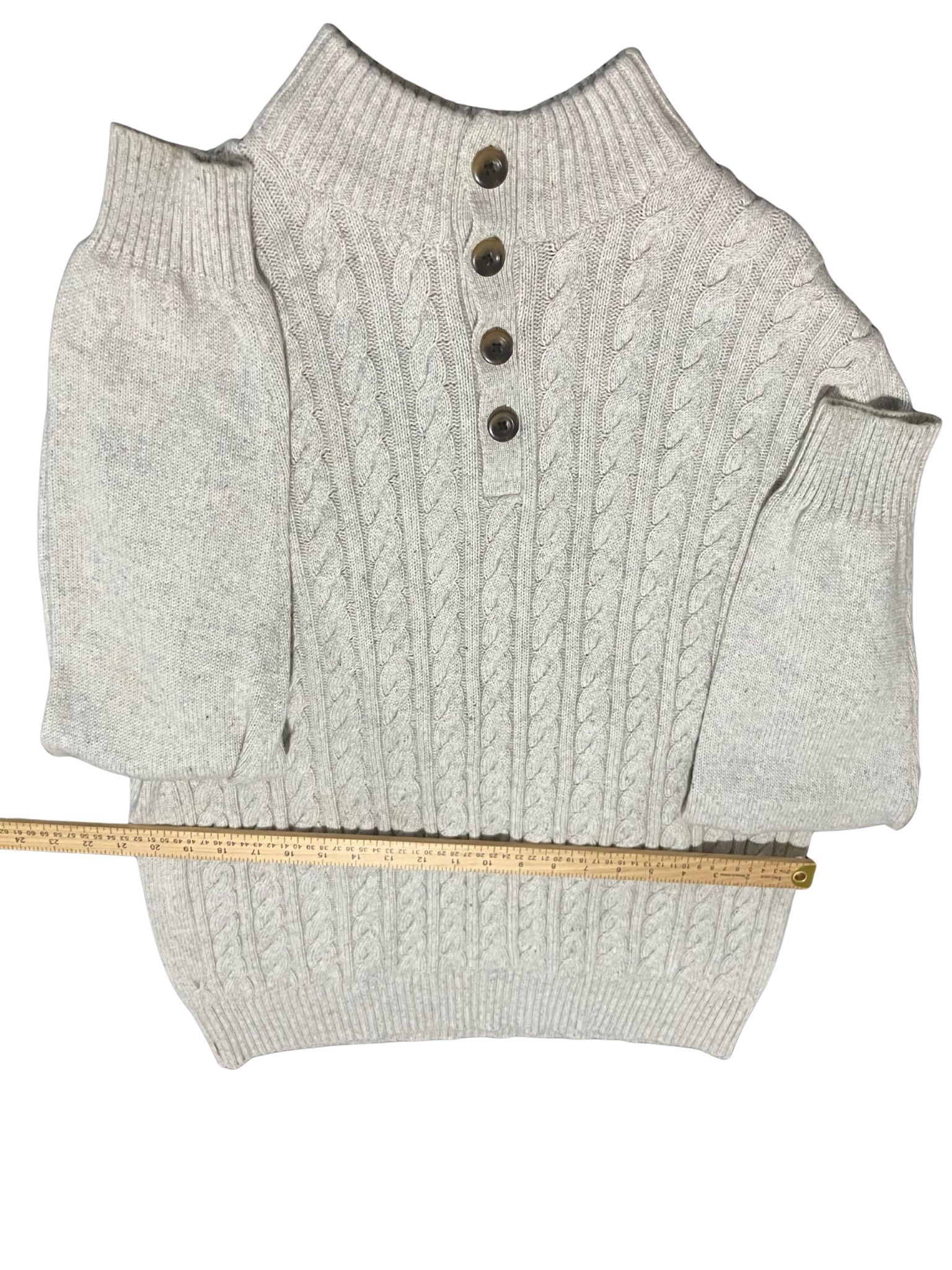St. Johns Bay St. John’s Bay Men’s Cable Knit Henley Sweater Gray XL Size US XL / EU 56 / 4 - 6 Thumbnail