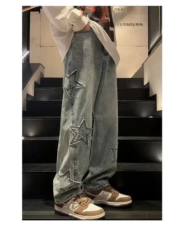 Japanese Brand Ayukawa x Kazue Blue Color Star Denim Pant Size US 29 - 6 Thumbnail
