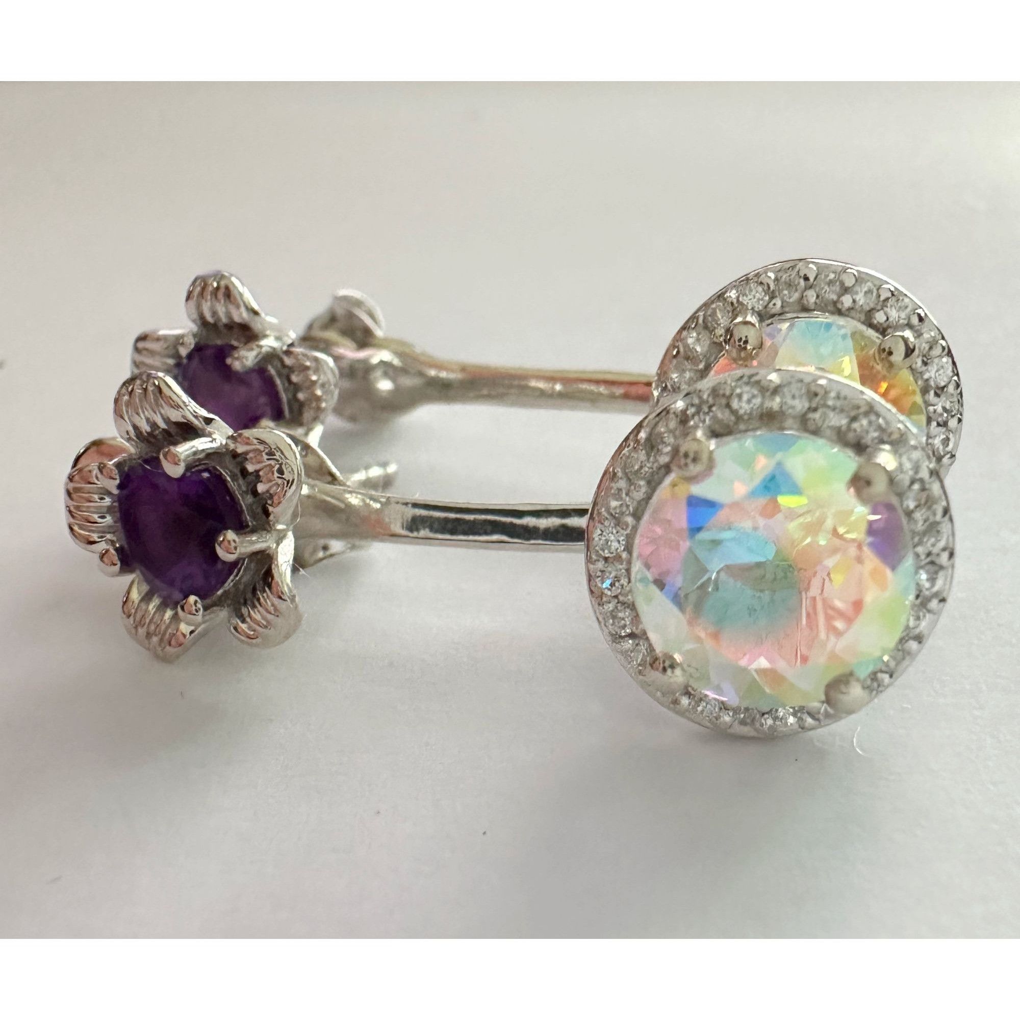 Other Amethyst Flower Stud Earrings with Beautiul (Removable) Rain Size ONE SIZE - 6 Thumbnail
